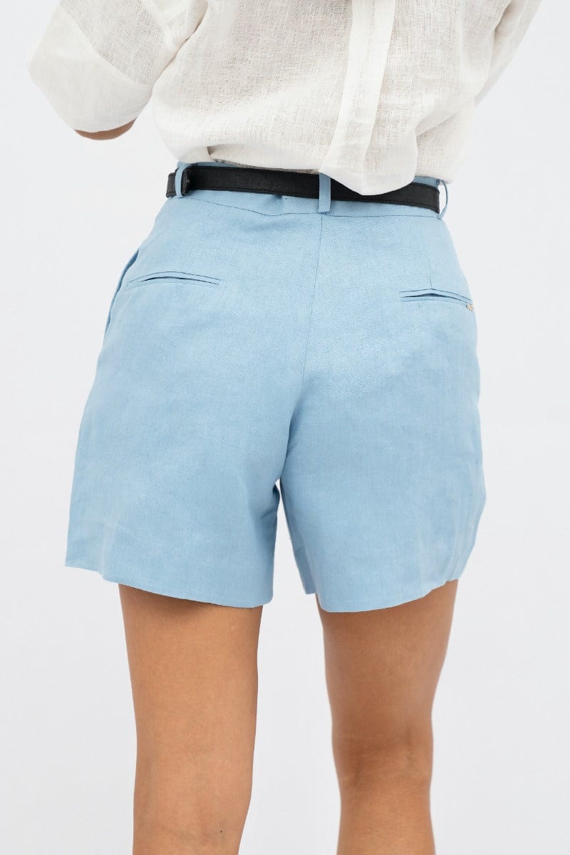 French Riviera Linen Mom Shorts for Women | Comfortable High Waisted Summer Shorts | Casual Beachwear & Vacation Outfit | Perfect for Poolside, Travel and Relaxing