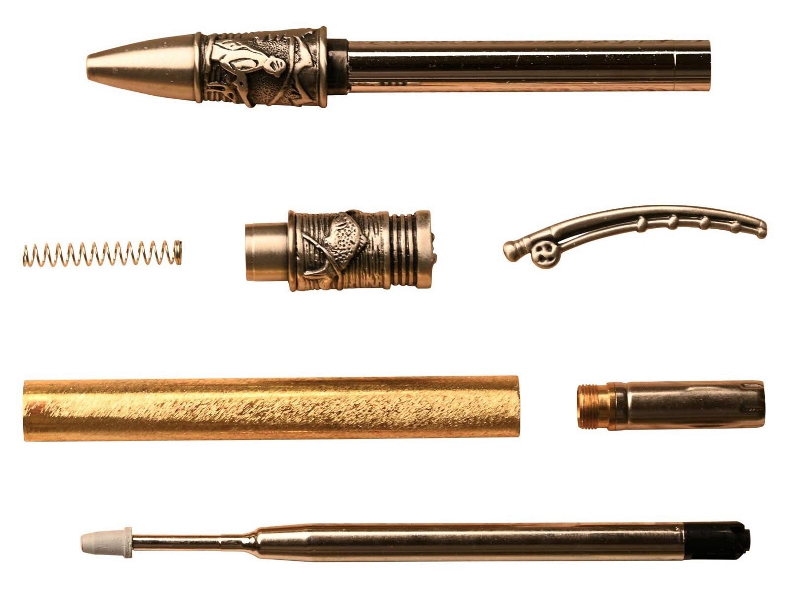 Penn State Industries PKFLYAP Fly Fishing Twist Ballpoint Pen Kit - Woodturning Project (5-Pack, Antique Pewter Finish) - Perfect for Anglers, Woodworkers & DIY Gift Ideas