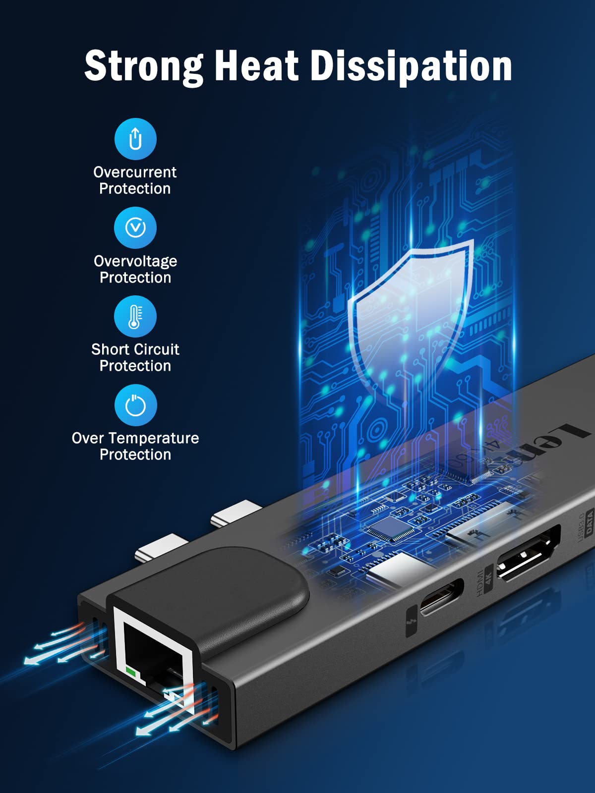 Lemorele 7-in-1 USB C Hub with Thunderbolt 3, Gigabit Ethernet, 4K@60Hz HDMI, 2 USB 3.0 Ports, SD/TF Card Reader - MacBook Pro/Air Accessories for M1 & Intel Models (2016-2020) - Perfect for Home Office, Remote Work & Multimedia Presentations