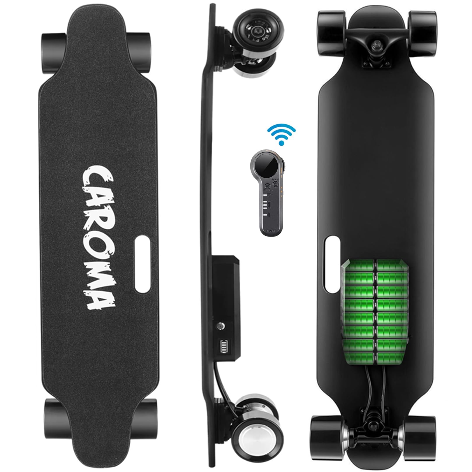 Caroma 700W Electric Skateboard with Remote - 18.6 MPH Top Speed & 12 Mile Range - Built-in BMS & Carry Handle - Perfect for Commuting, Campus Travel & Outdoor Fun (Adults & Teens)