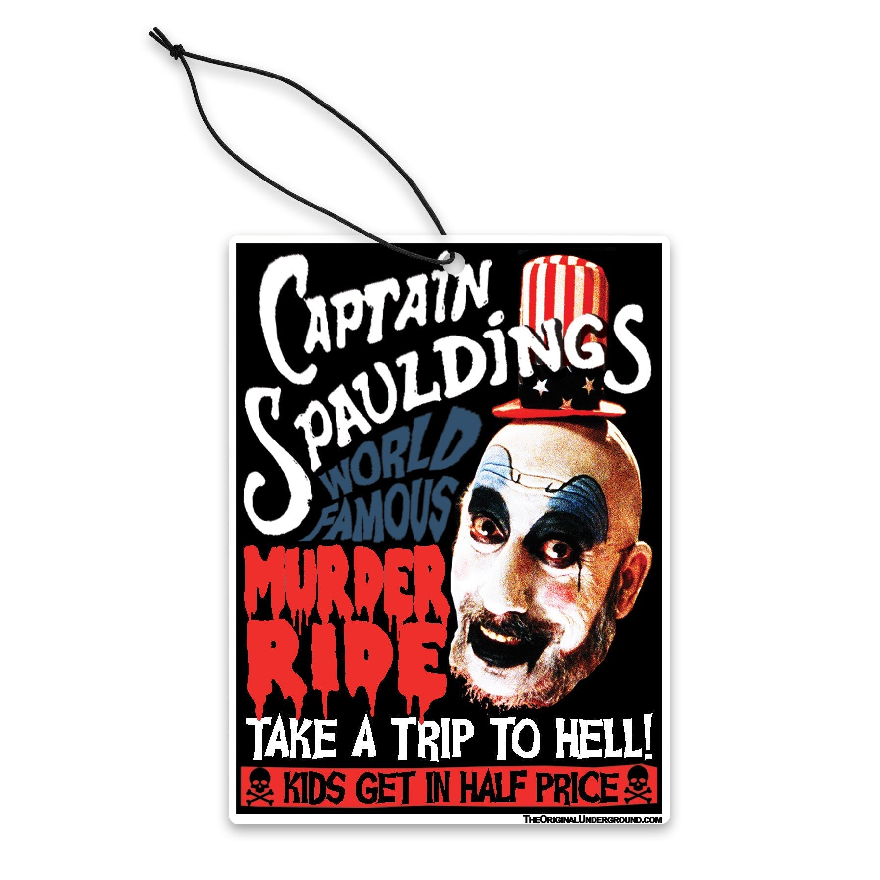 Captain Spaulding's Murder Ride Car Air Freshener - Horror Movie Scented Hanging Freshener for Cars, Home & Office - Perfect for Halloween Decor & Horror Fans