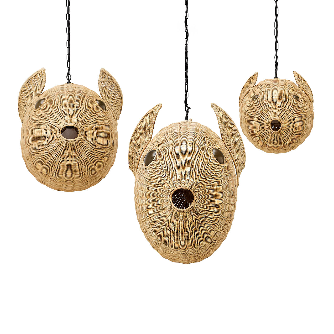 Handwoven Wicker Blowfish Small Pendant Light - Natural Rattan Hanging Decor for Beach House, Boho Bedroom, or Coastal Living Room