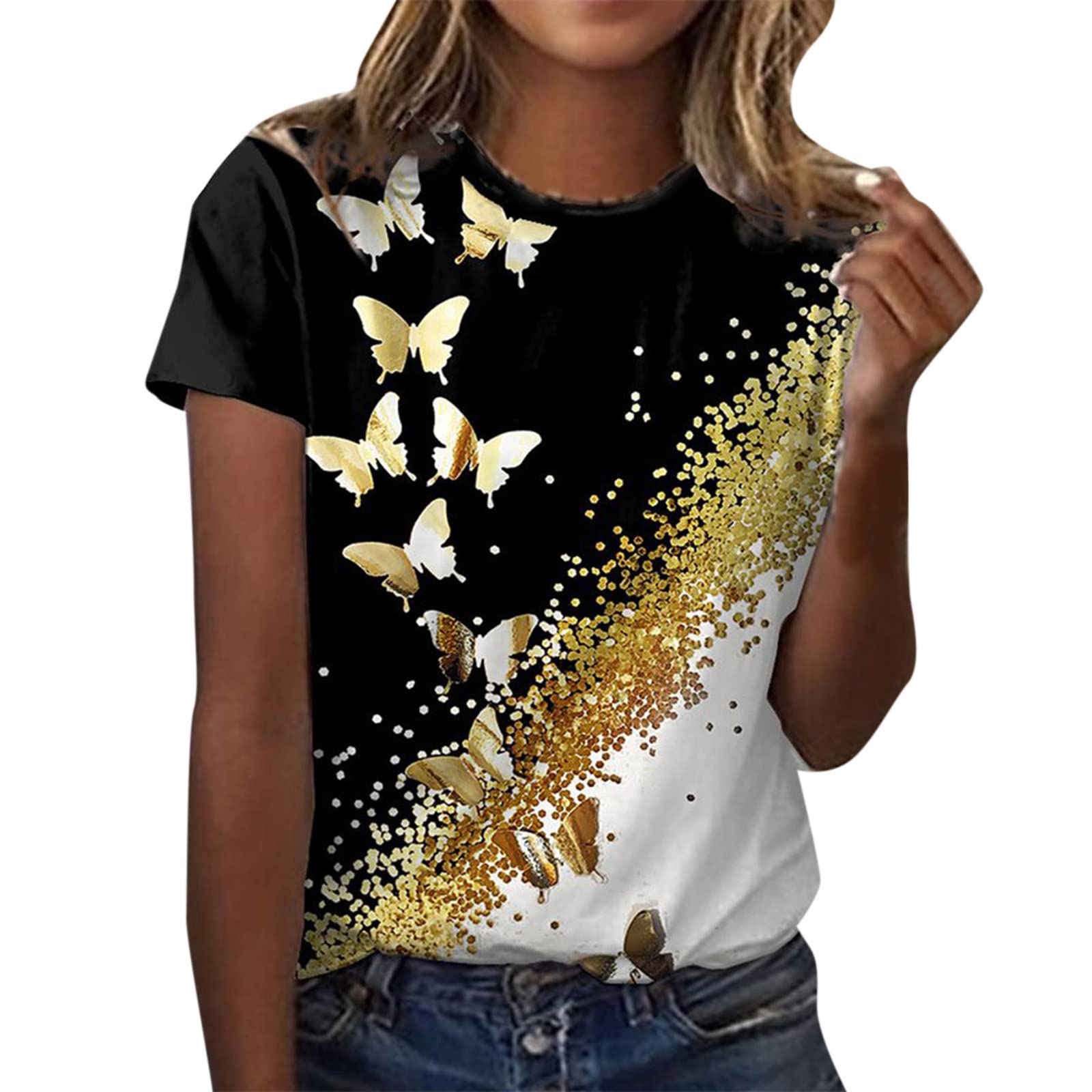 Women's V-Neck T-Shirts - Casual Loose Fit Tunics & Blouses for Layering with Leggings | Soft Graphic Tees for Everyday Wear, Work & Weekend Outfits