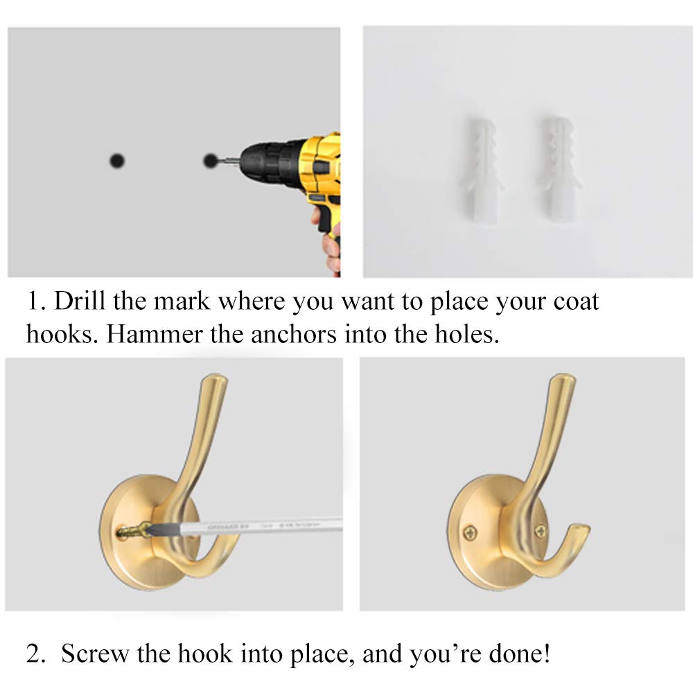 ZUONAI 8 Pack Decorative Gold Wall Hooks - Heavy Duty Metal Coat Hooks, Hat Hooks & Towel Hooks for Bathroom, Bedroom & Entryway - Perfect for Hanging Coats, Hats, Keys & Towels