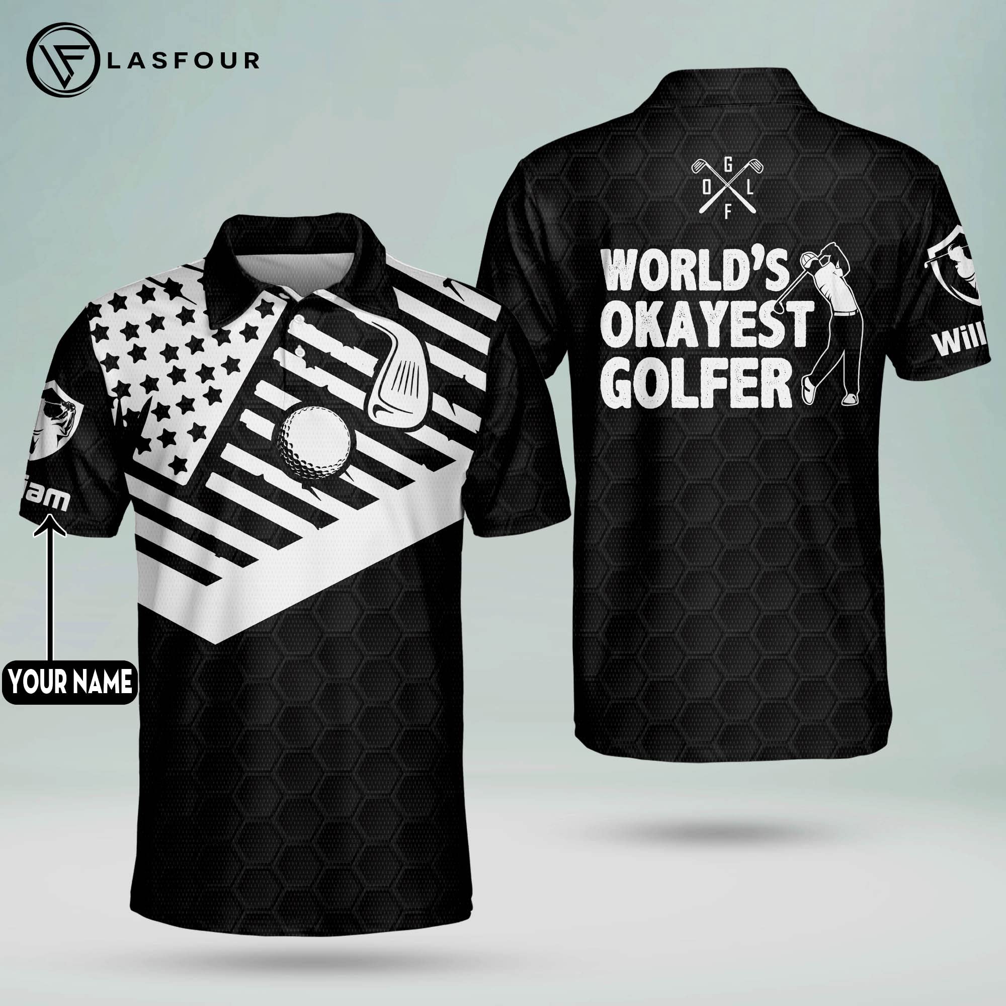 LASFOUR Personalized Skull Golf Shirts for Men - Dry Fit Lightweight Short Sleeve Polo Shirt - Funny & Unique Golf Apparel - Perfect for Golf Tournaments, Casual Wear & Gifts