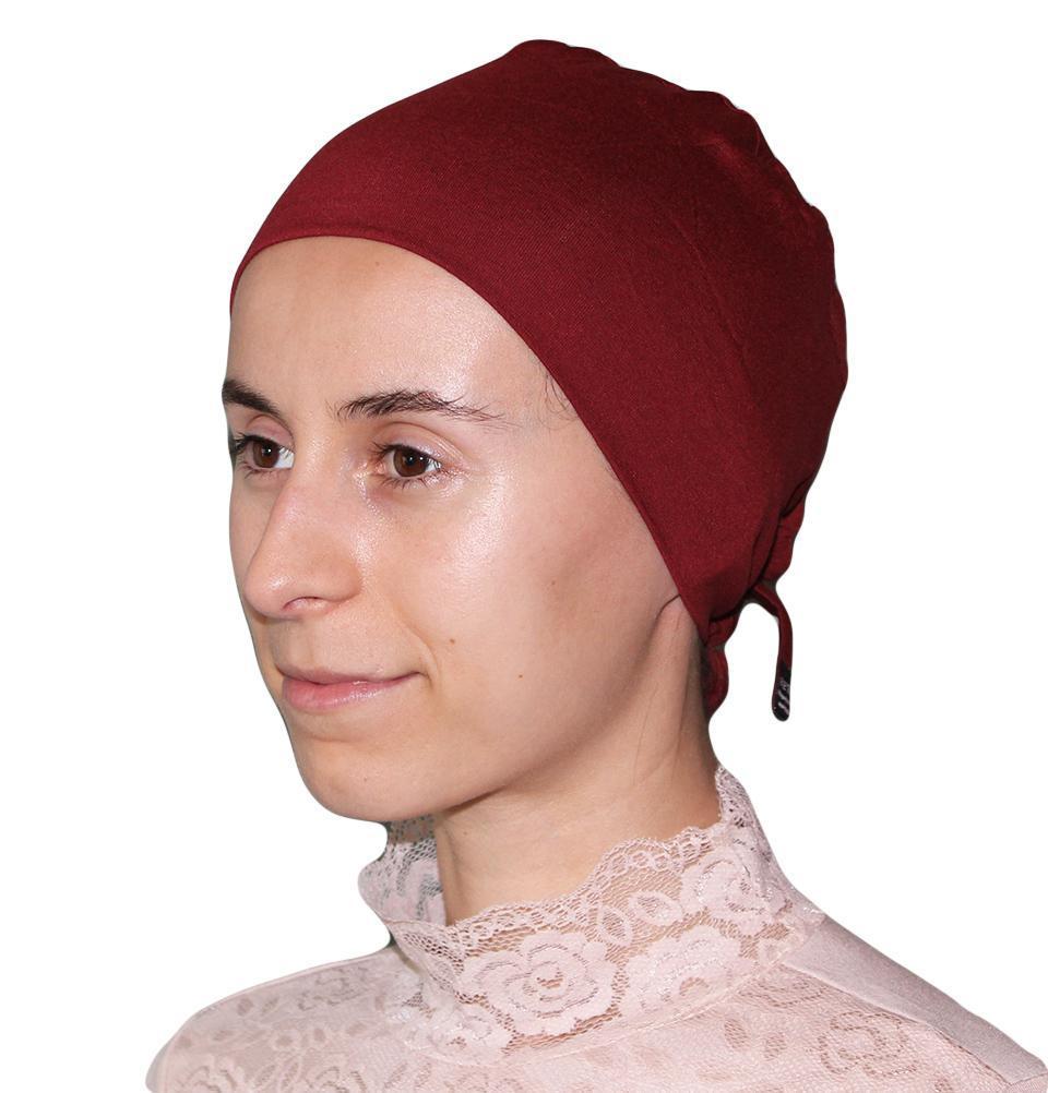 Aker Plain Hijab Bonnet Underscarf - Dark Red | Modest Muslim Headwear for Sleep, Prayer & Everyday Wear