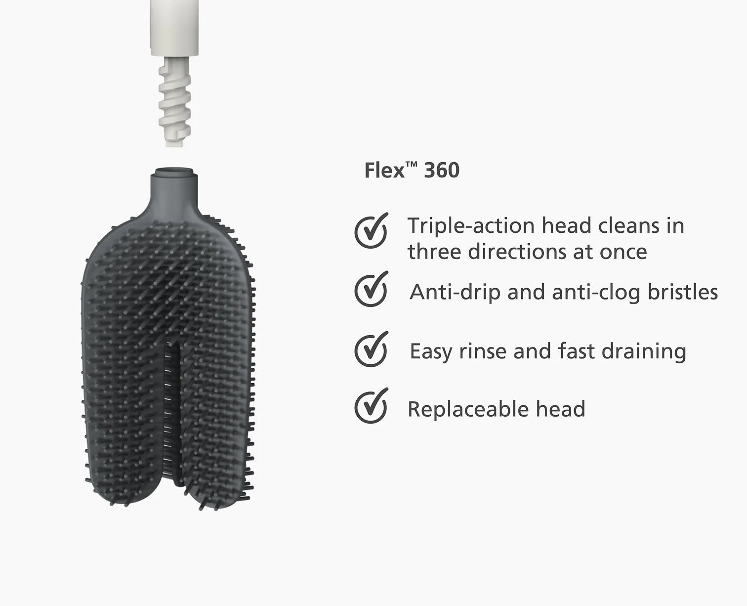 Flex™ 360 Matt Black Toilet Brush with Holder - Modern Bathroom Cleaning Tool for Home, Hotel & Office Use