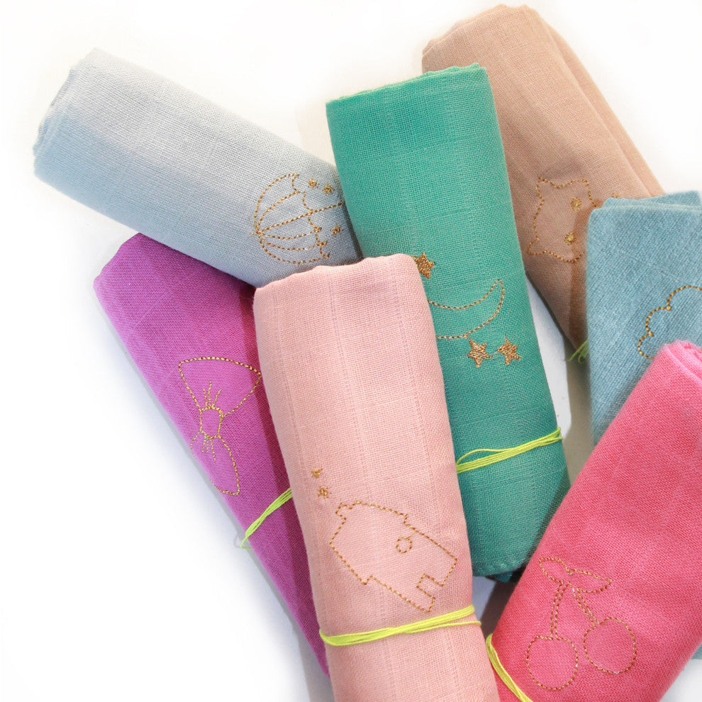 Barnabe Corail Muslin - Soft and Breathable Baby Swaddle Blanket for Newborns, Perfect for Nursery, Swaddling, and Stroller Use