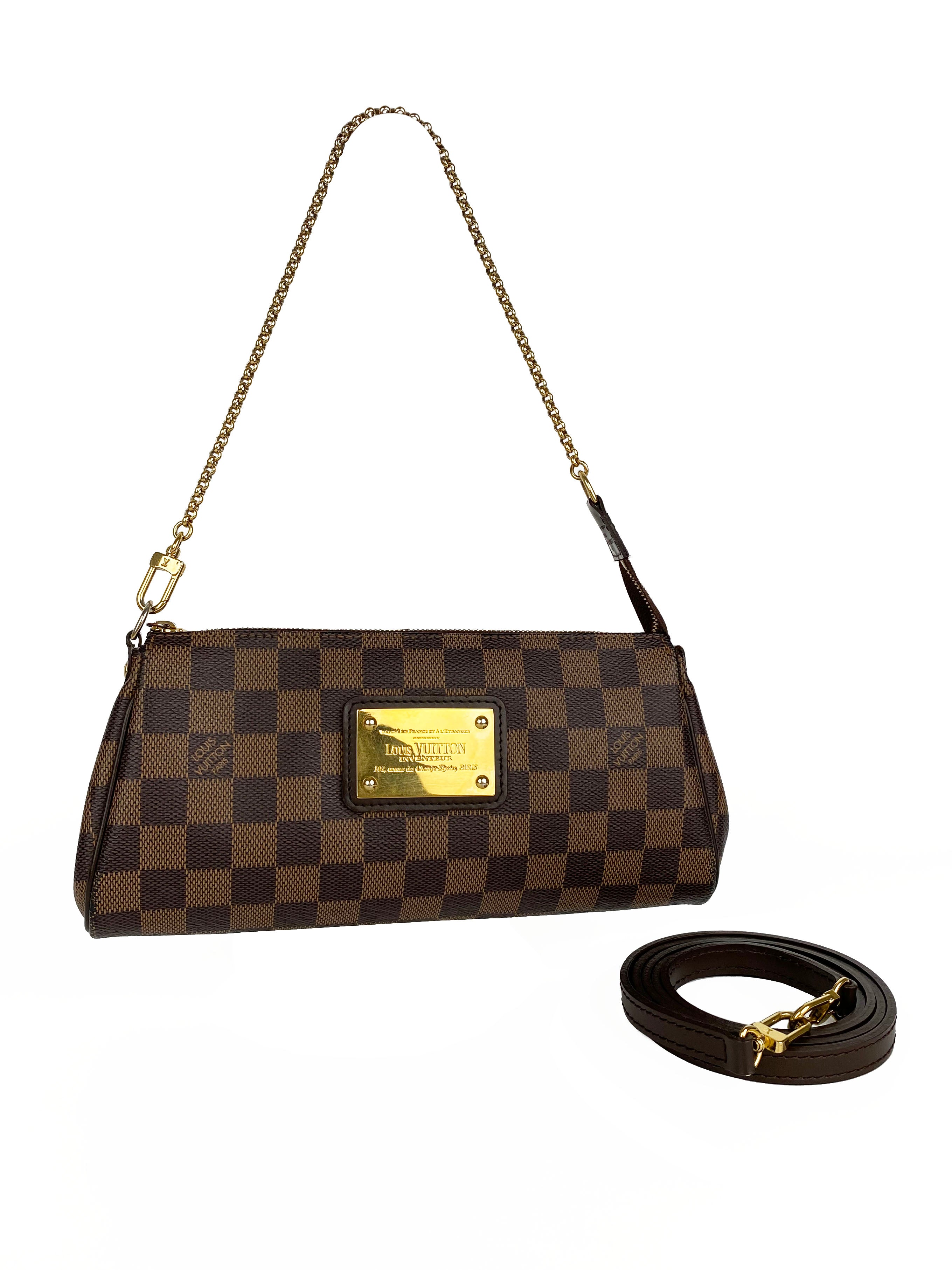 Authentic Louis Vuitton Eva Damier Ebene Crossbody Bag - Luxury Shoulder Purse for Women | Perfect for Date Night, Travel & Everyday Use