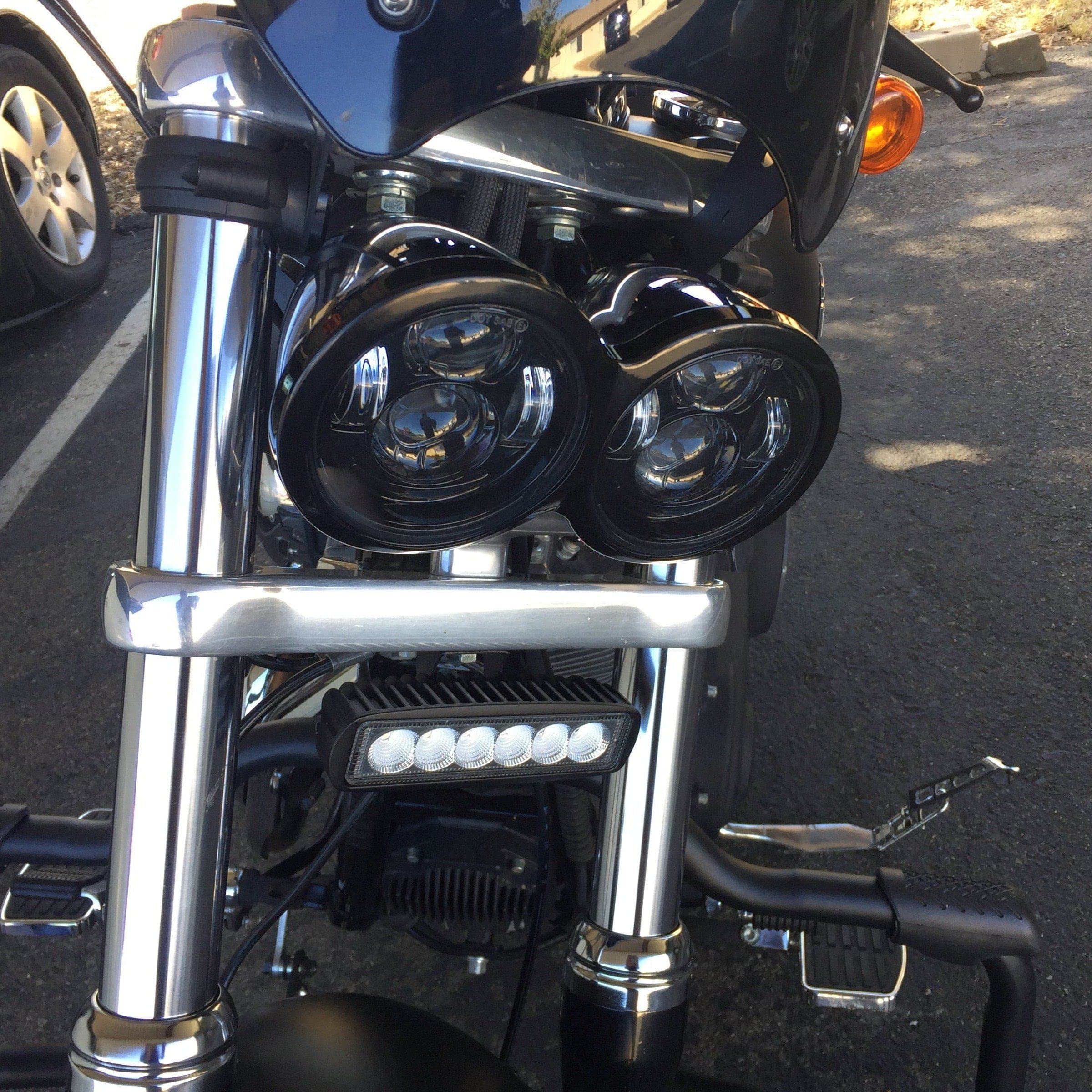 Eagle Lights 8900B-2SB Dual LED Headlight Kit for 2008-2017 Harley Davidson Fat Bob Motorcycles - Black | High Brightness & Easy Installation | Perfect for Night Riding & Enhanced Visibility