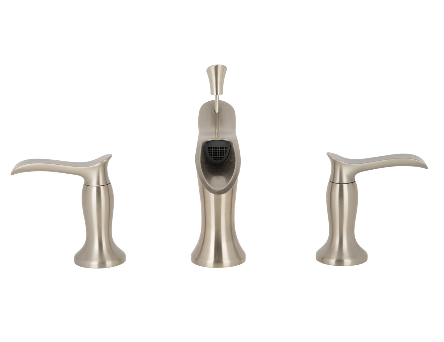 Eleganzia Series Widespread Brushed Nickel Bathroom Faucet - Modern Waterfall Spout Design for Vanity Sinks, Powder Rooms & Guest Baths