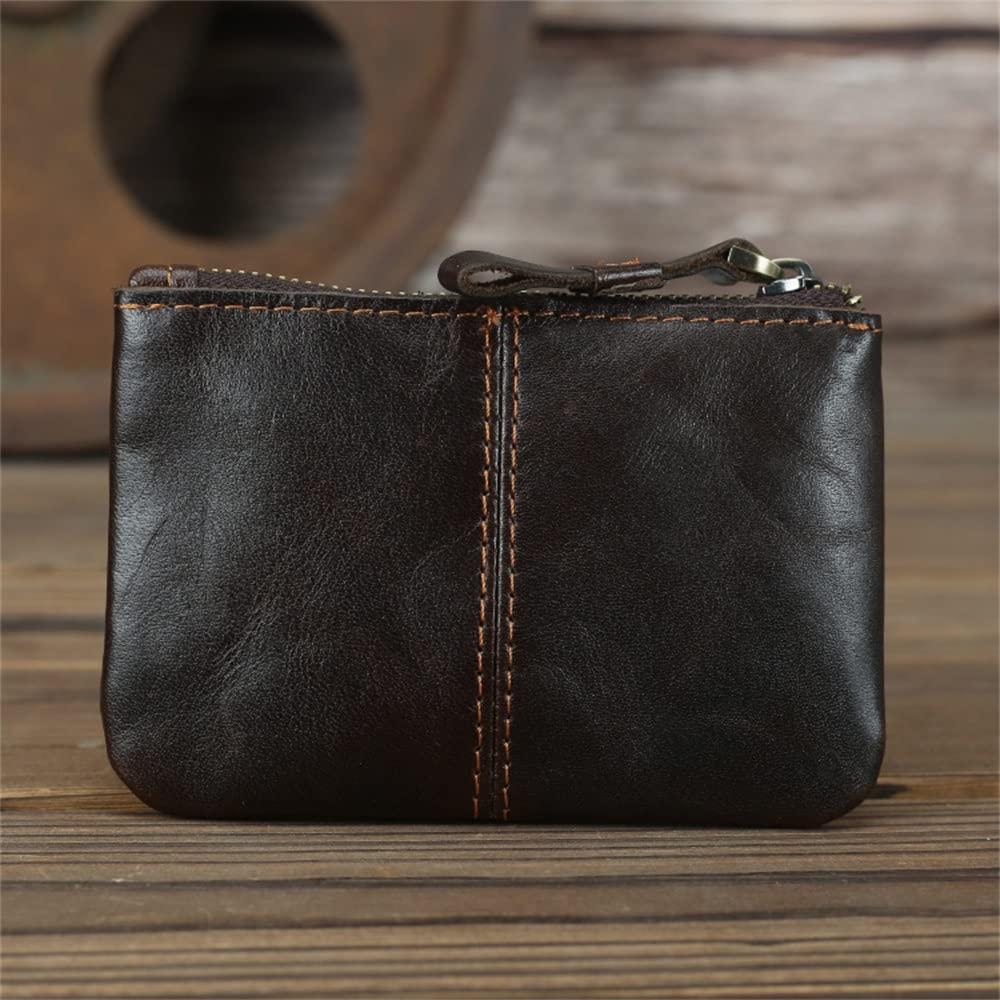 Vintage Leather Coin Purse Wallet - Small Slim Zippered Card Holder for Women & Men (11x7x1cm) - Perfect for Travel, Shopping, and Everyday Essentials