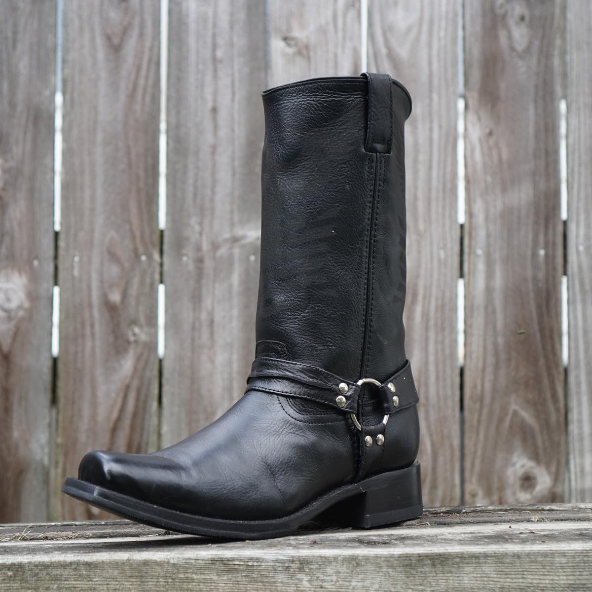 **Soto Men's Genuine Leather Harness Cowboy Boots - Black Western Boots H50021 (Size 11) - Perfect for Rodeo, Country Music Festivals & Casual Wear**