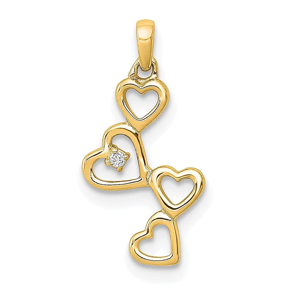 14K Yellow Gold Diamond Heart Pendant Necklace for Women - Dainty Love Charm Jewelry Gift for Her - Perfect for Anniversaries, Valentine's Day & Romantic Occasions