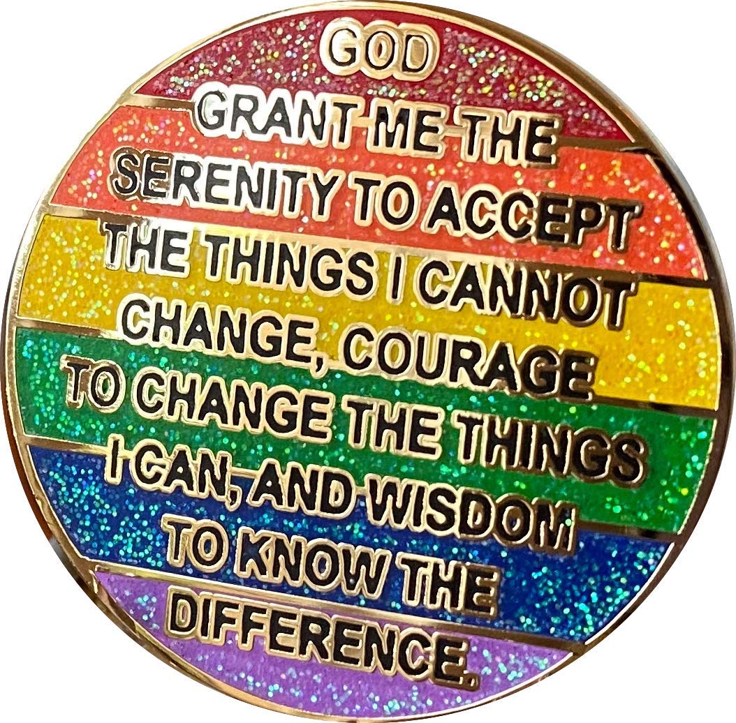 2 Year AA Medallion - Reflex Rainbow Glitter & Gold Plated Sobriety Chip for Alcoholics Anonymous Recovery - Perfect for AA Meetings, 12-Step Programs & Sobriety Milestone Celebrations