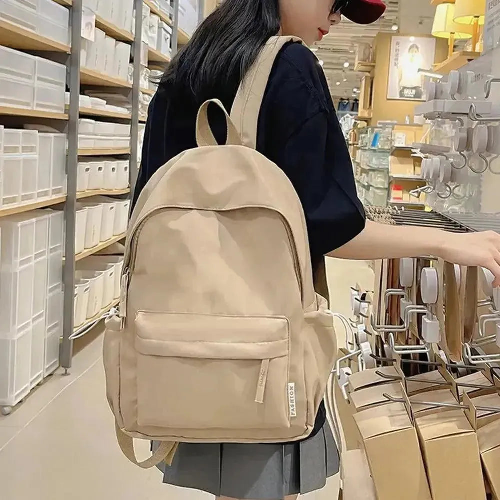 Stylish Solid Color Women's Backpack - Lightweight Durable Travel & School Bag for Everyday Use