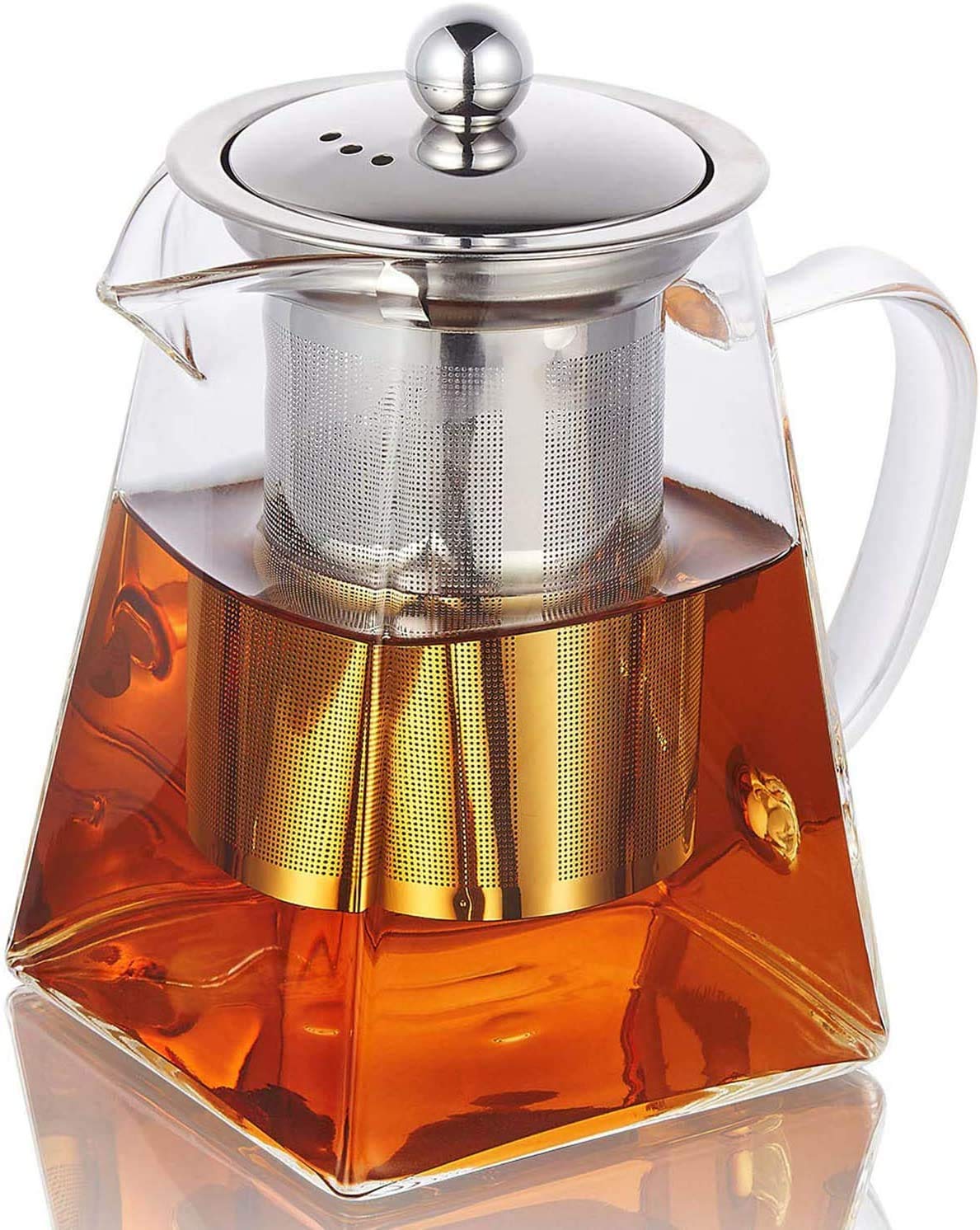 Premium 25.3oz (750ml) Borosilicate Glass Teapot with Removable Infuser - Clear Heat-Resistant Stovetop Safe Tea Kettle for Loose Leaf & Blooming Tea - Perfect for Home, Office, Tea Ceremonies and Gift Giving