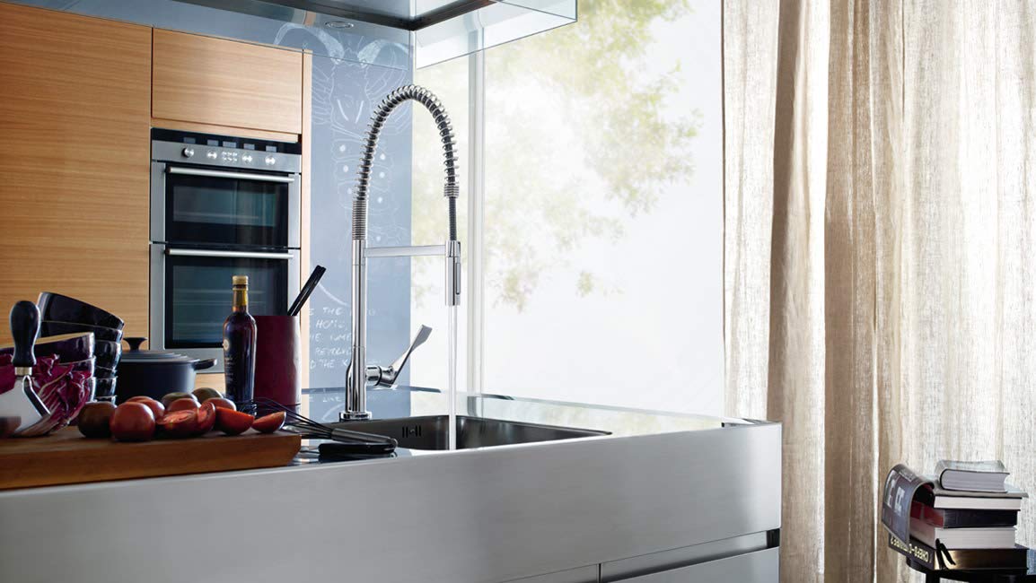 AXOR Citterio Commercial Kitchen Faucet - Stainless Steel Pull Down Sprayer Sink Faucet, 25.13