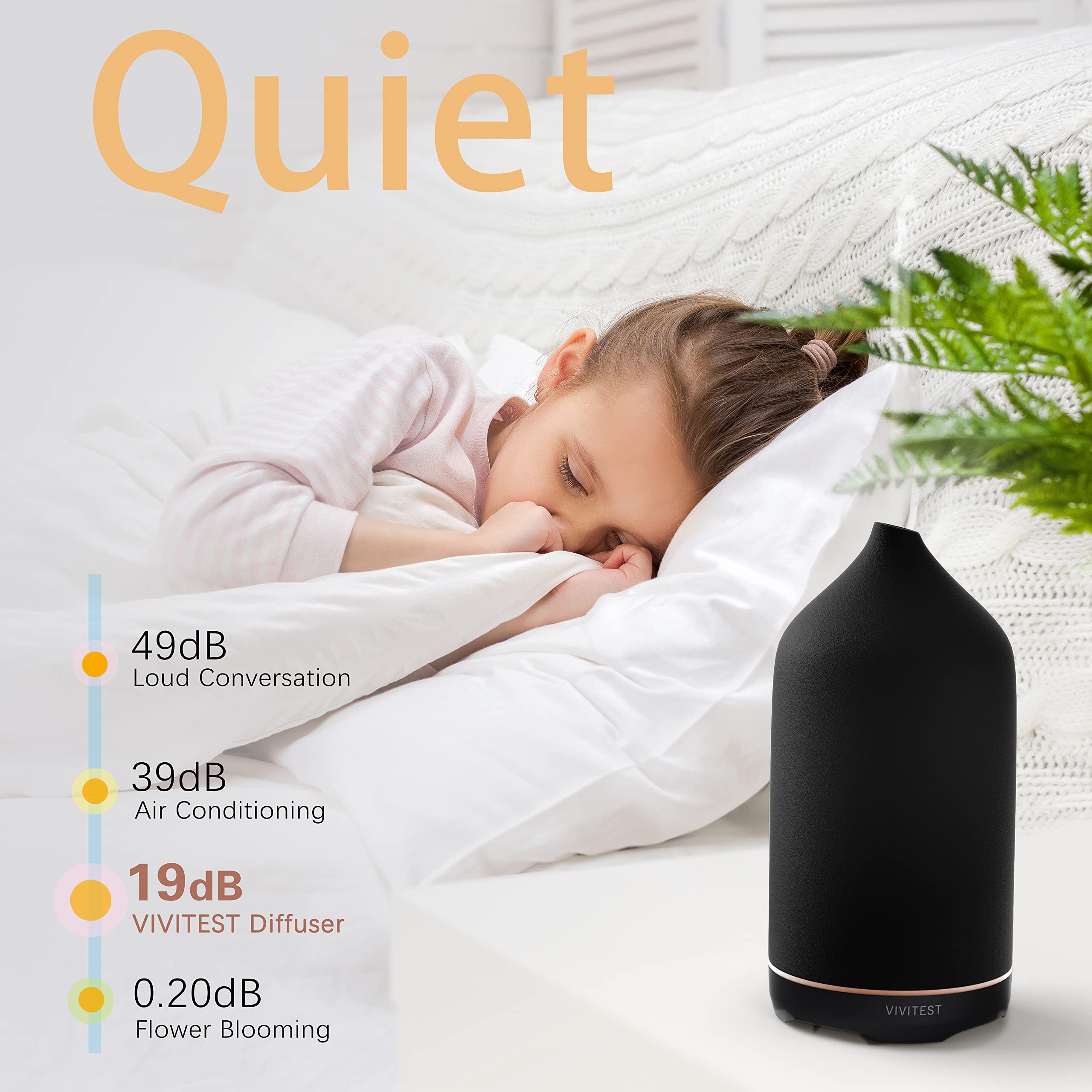 VIVITEST 250ML Black Ceramic Essential Oil Diffuser for Home - Stone Aromatherapy Diffuser for Relaxation, Yoga & Spa - Perfect for Bedroom, Office & Living Room