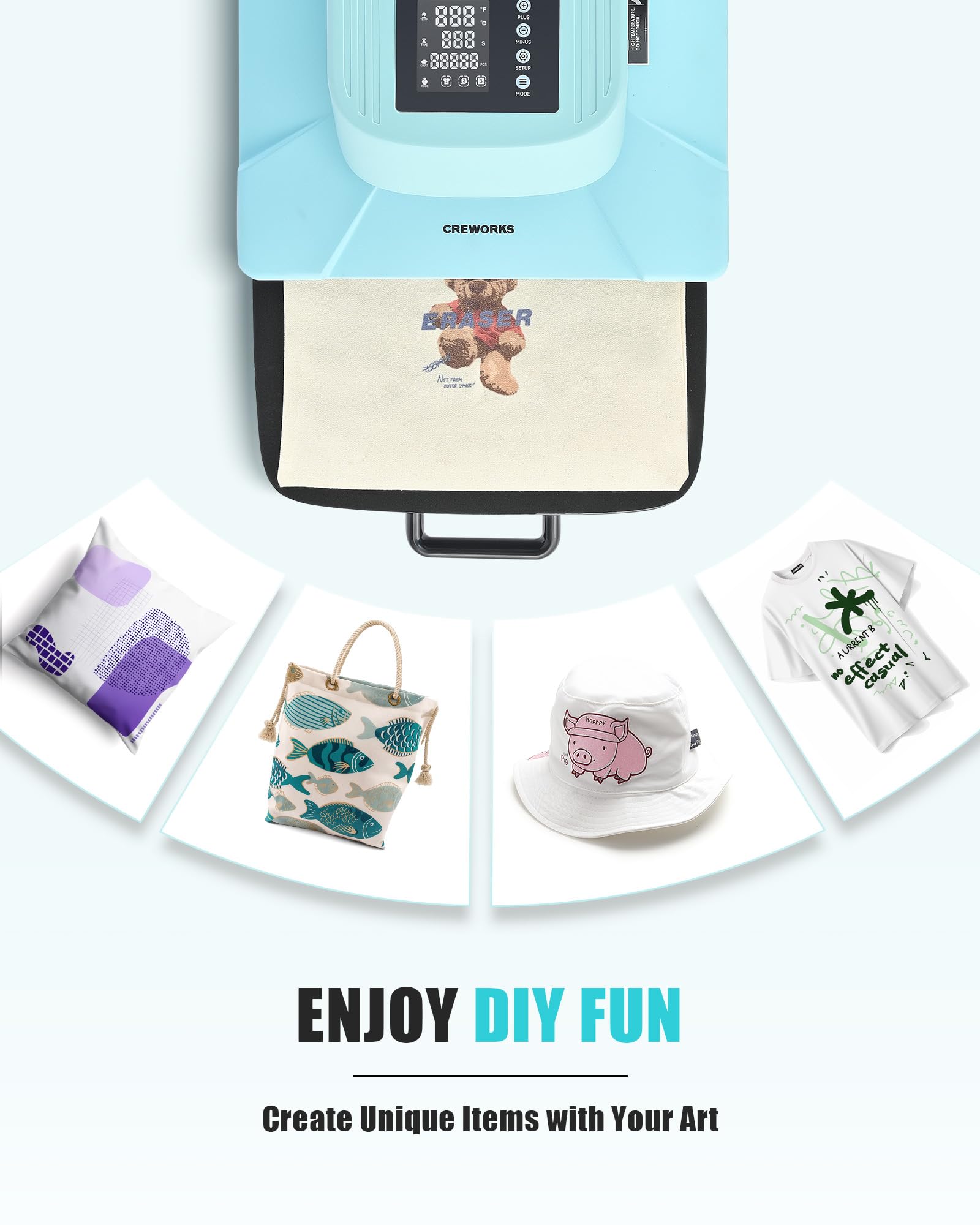 CREWORKS 15x15 Inch Auto Heat Press Machine for T-Shirts - Digital Automatic T-Shirt Press with Smart Auto Release (38x38cm) | Professional Even Heating for Sublimation Printing | Perfect for Custom Apparel, DIY Projects & Small Business T-Shirt Production