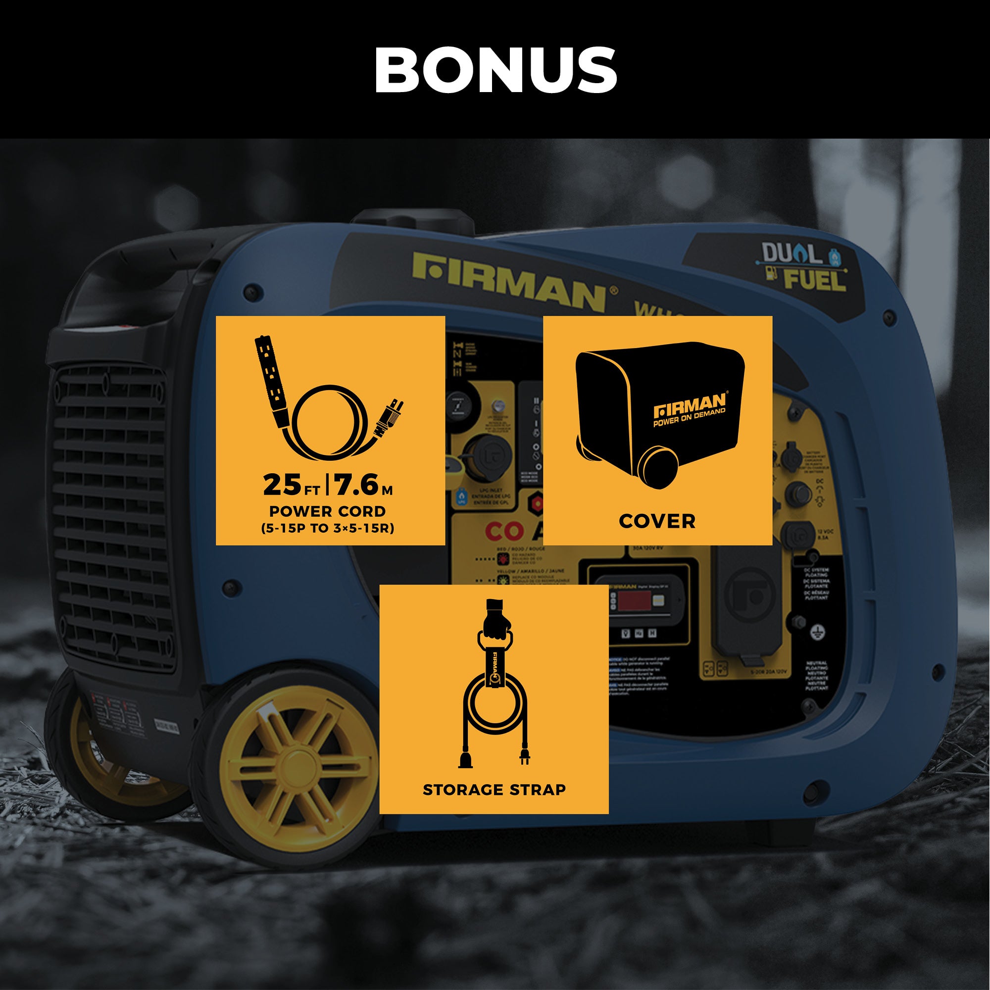 4125W Dual Fuel Inverter Generator with Electric Start & CO Alert - Portable Power for Camping, RV, Emergency Backup & Home Use