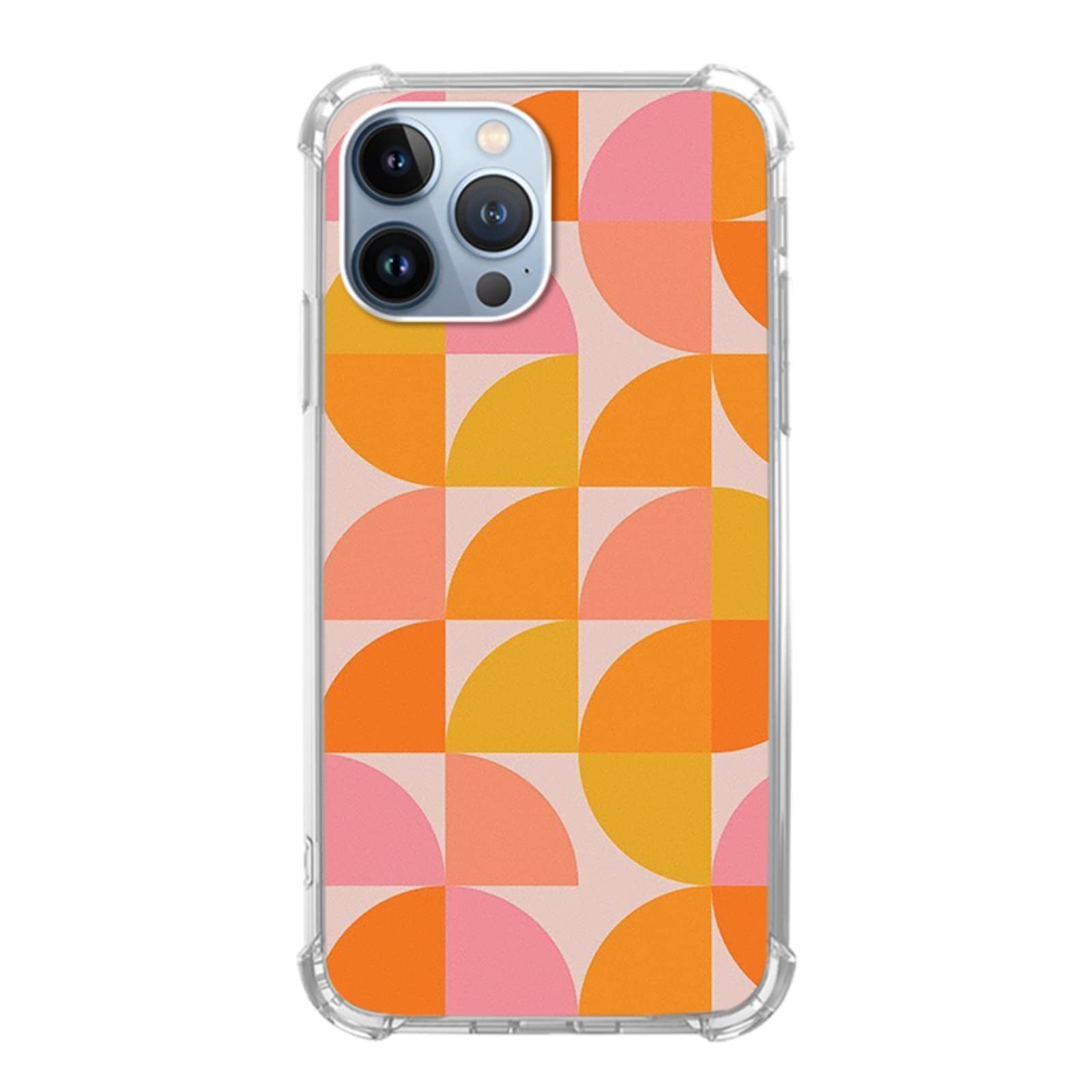 Vintage 70s Pink Orange Yellow Geometric Phone Case for iPhone 13 Pro Max - Aesthetic Colorful TPU Bumper Cover for Men & Women | Perfect for Retro Lovers, Fashion Enthusiasts & Daily Protection
