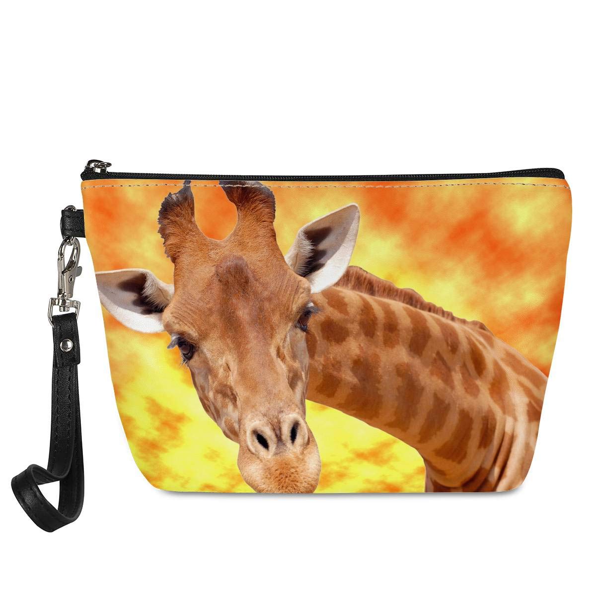 Waterproof PU Leather Makeup Bag for Women - Portable Cosmetic & Toiletry Travel Case with Giraffe Print - Perfect Gift for Adults, Great for Travel, Gym & Daily Organization