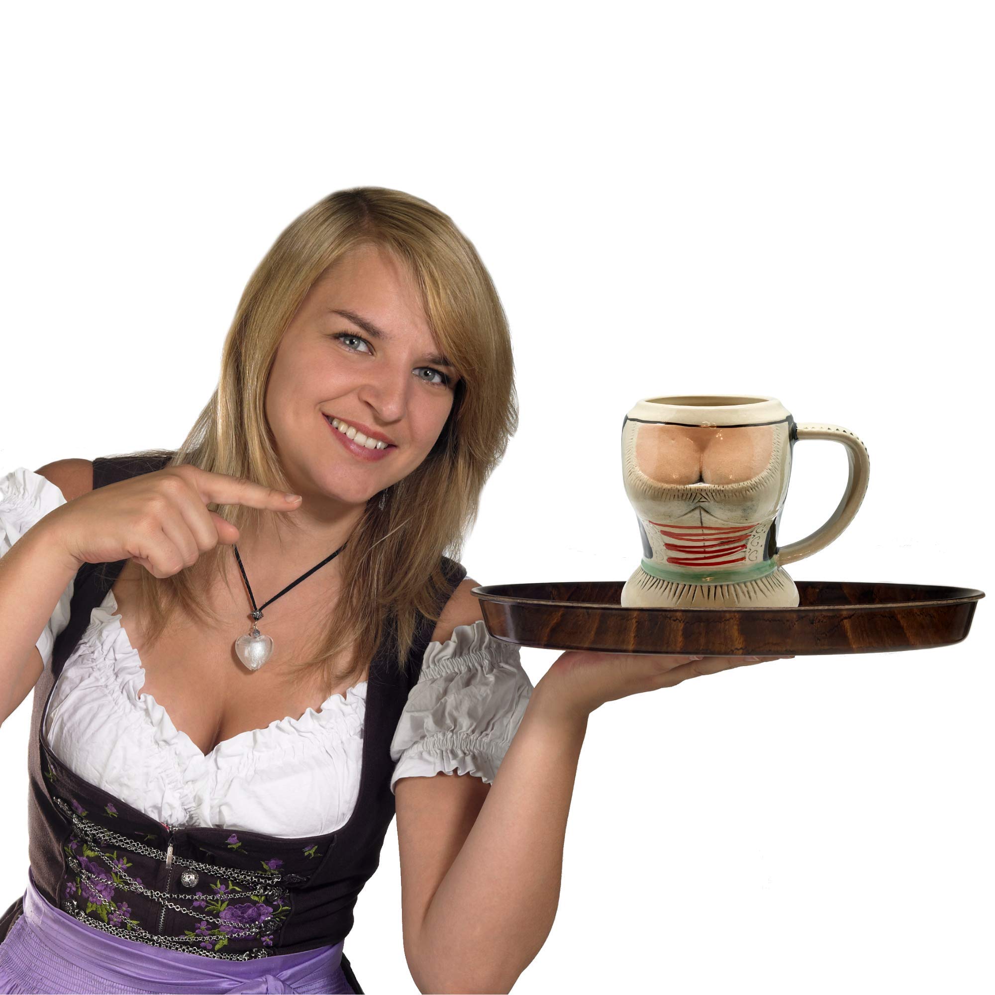 Authentic German Oktoberfest Beer Stein Mug Set – 0.55L Ceramic Beer Mugs with Traditional Dirndl Design, Perfect for Oktoberfest Celebrations, Beer Tasting Parties & Bavarian Themed Events