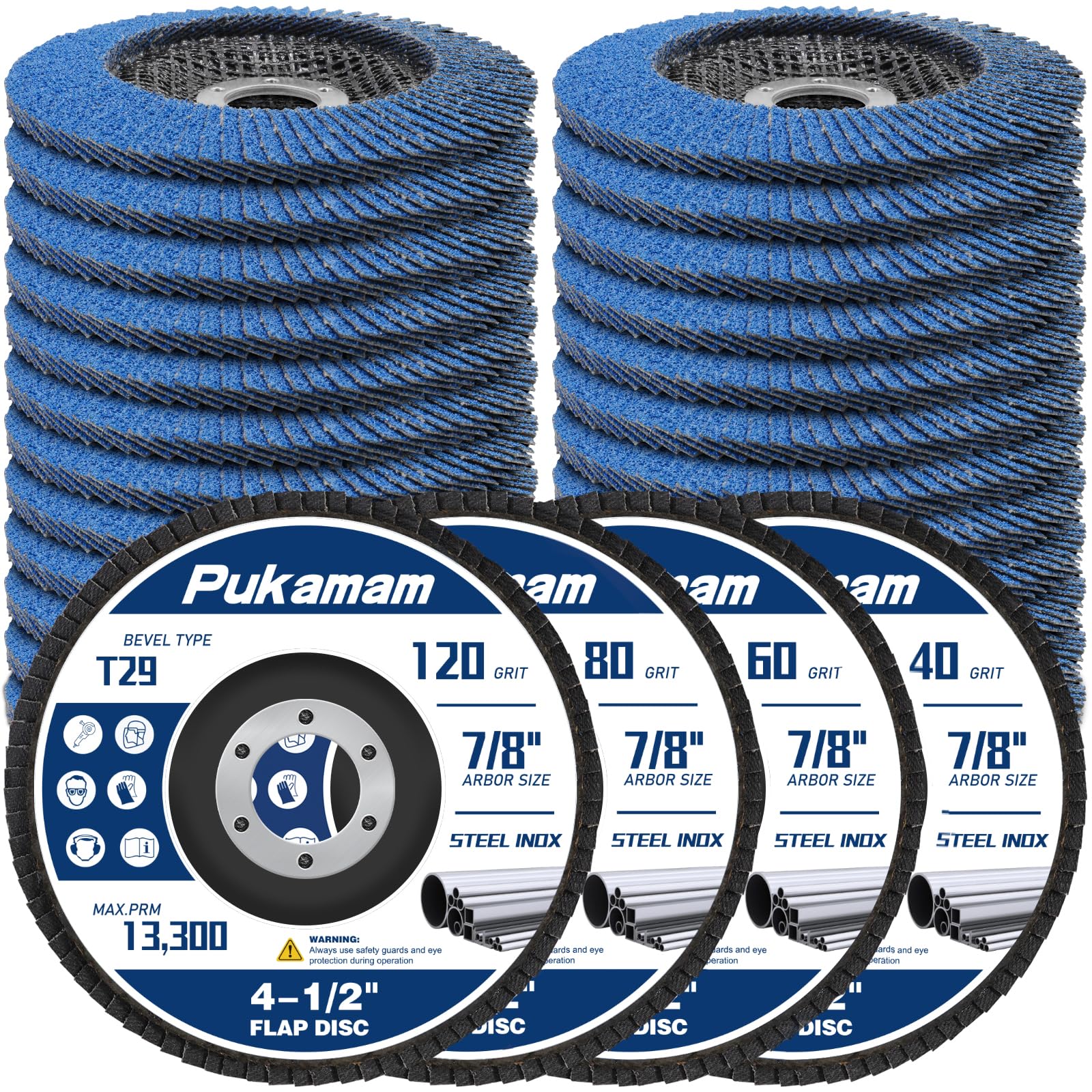24 Pack Flap Discs 4.5 Inch for Angle Grinder - Zirconia Grinding Wheel with Grit 40/60/80/120 (Type 29) - Perfect for Wood, Metal, and Sanding Projects - Ideal for DIY, Construction, and Metalworking