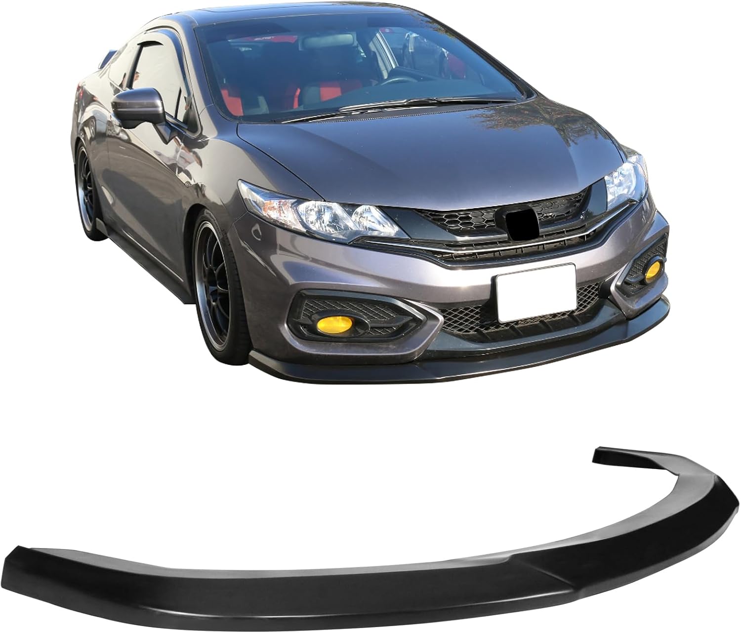 IKON Style Front Bumper Lip for 2014-2015 Honda Civic Coupe | Unpainted PU Material | Enhances Sporty Look & Protects Vehicle | Perfect for Car Enthusiasts & Street Racing
