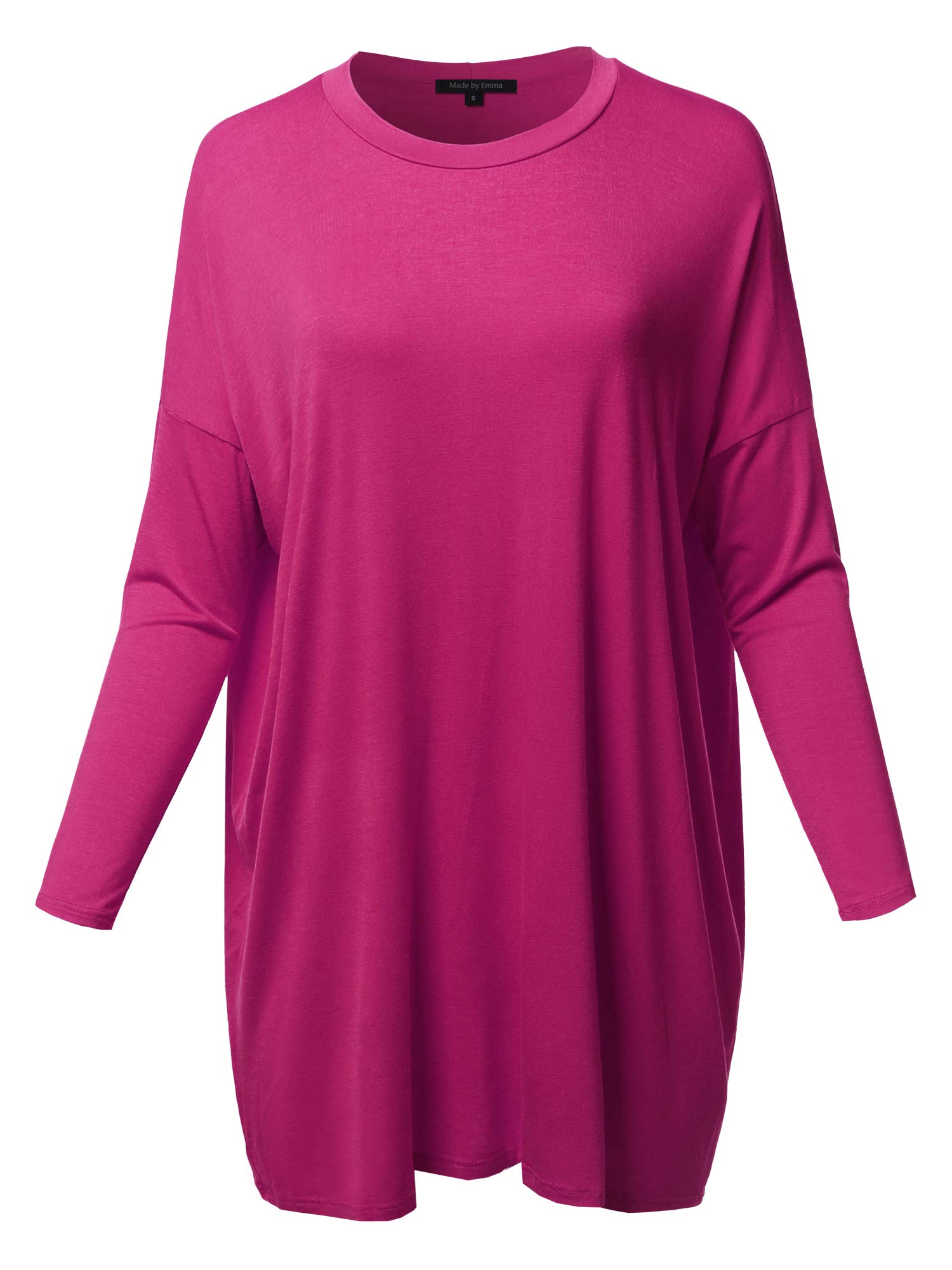 Emma Women's Casual Loose Fit Dolman Sleeve Tunic Dress Top - Comfortable & Stylish for Everyday Wear, Work, and Weekend Outings