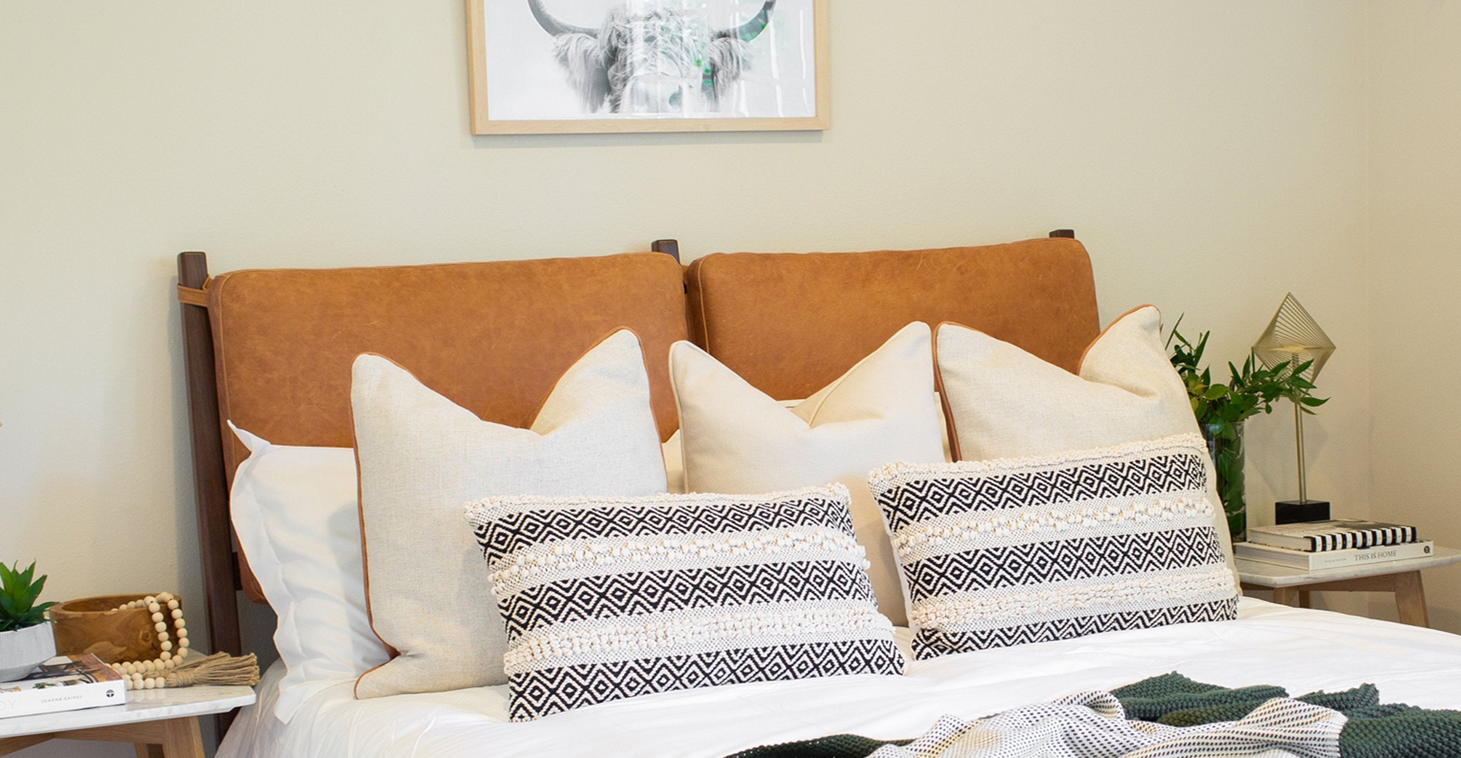 Truro Bed Headboard Cushion Set - Soft Upholstered Backrest Pillows for Bedroom, Queen/King Size - Perfect for Reading, Relaxing & Enhancing Bedroom Decor