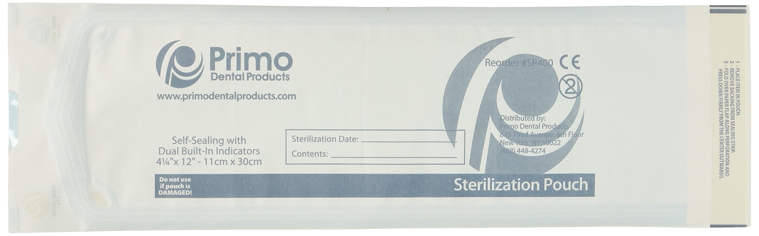 SP400 Self Seal Sterilization Pouches - 4.25x12 Inch Autoclave Sterilizer Bags for Dental Tools, Nail Tech & Tattoo Equipment - Pack of 200 - Perfect for Dental Clinics, Salons & Tattoo Studios