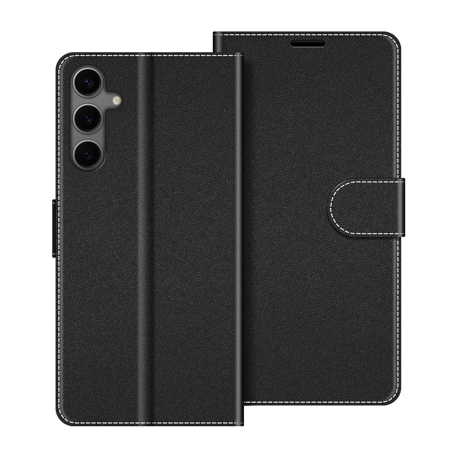 Premium Genuine Leather Flip Case for Samsung Galaxy S24 - Slim Protective Cover with Card Slots | Perfect for Business, Travel & Everyday Use
