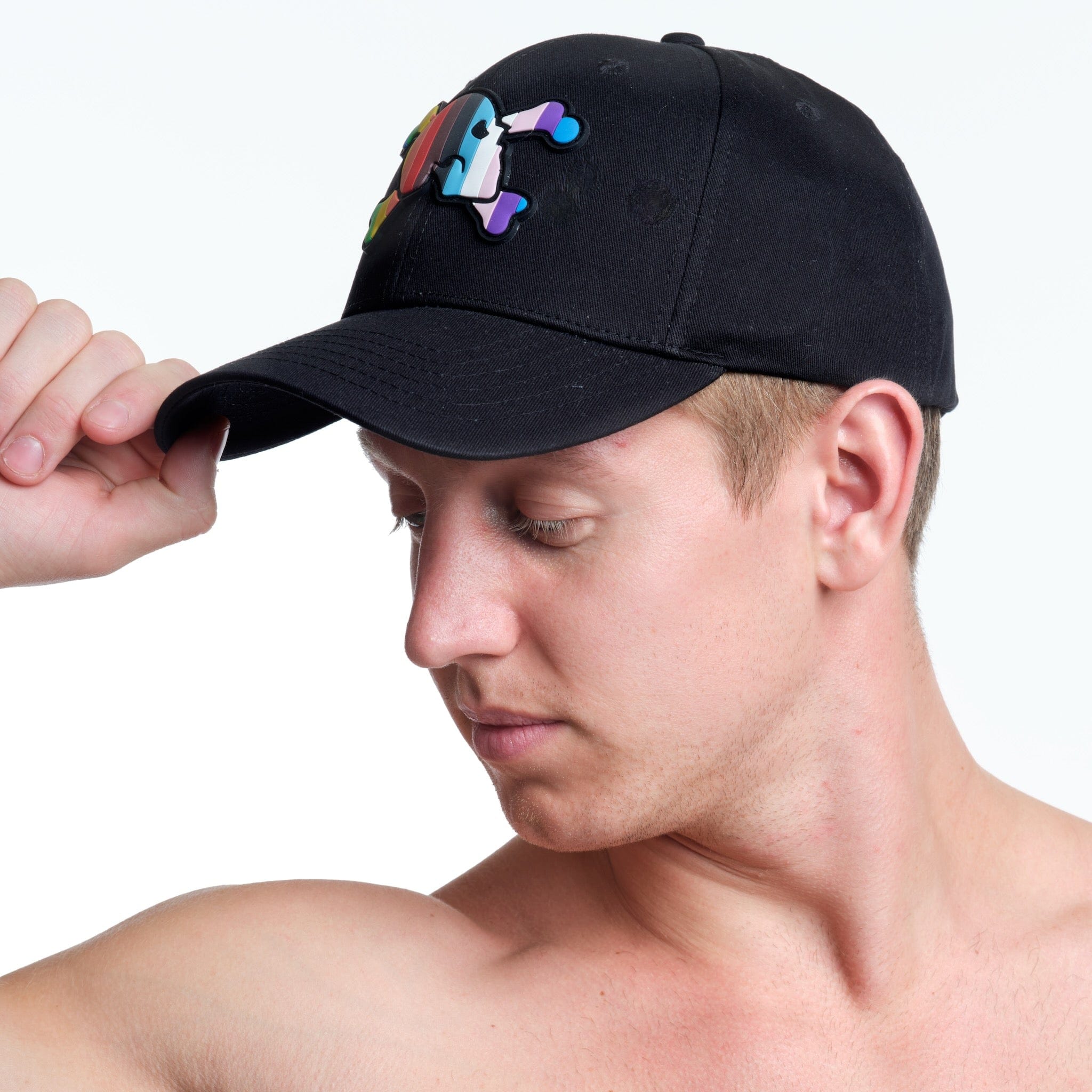 Pride Logo Hat - Black LGBTQ+ Rainbow Flag Cap for Gay Pride Parades, Festivals & Celebrations