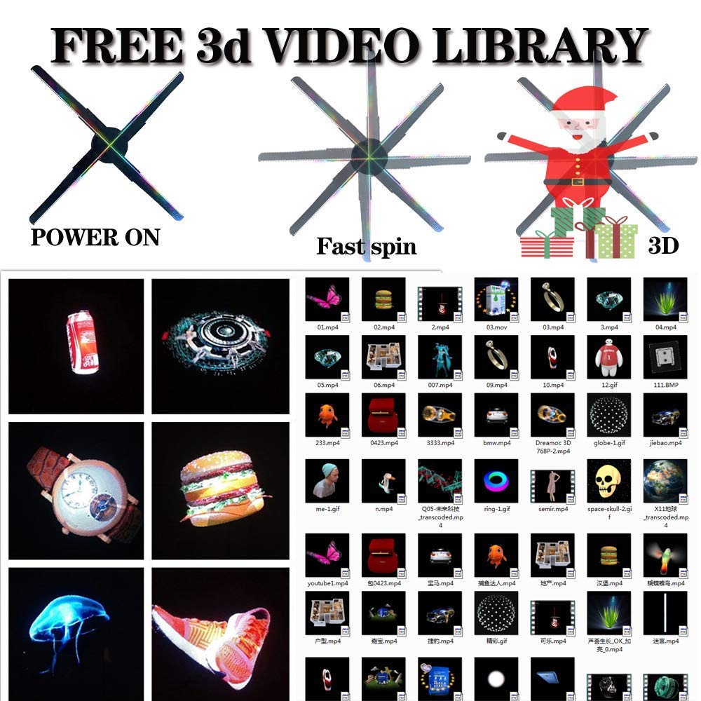 3D Hologram Fan - 18.1 Inch LED Holographic Display with Remote, Bluetooth & WiFi, 700+ Video Library, 2000x1444 HD Resolution - Perfect for Shop Displays, Bar Decor, Christmas & Halloween Events