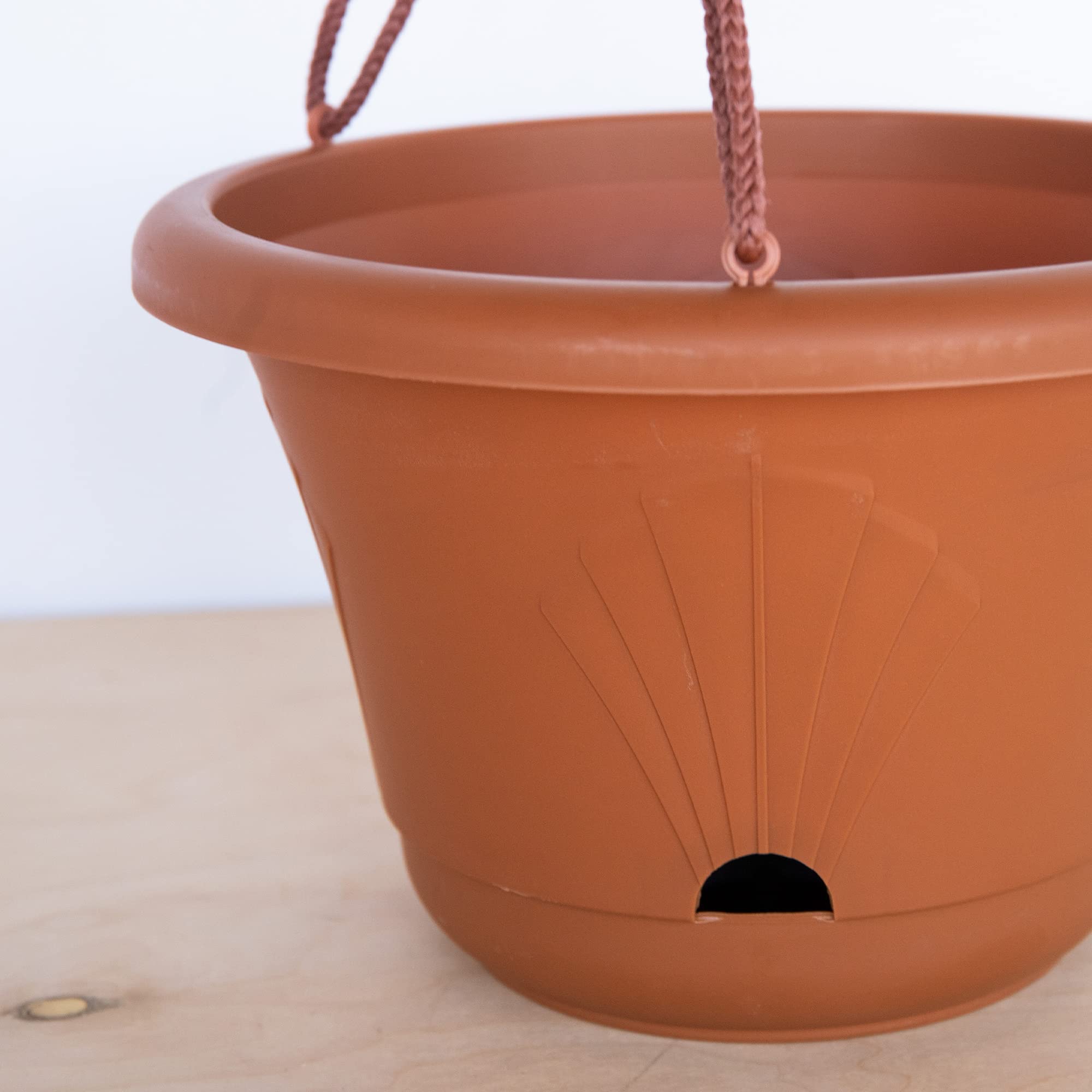 Bloem Living LHB1346 Lucca Self-Watering Hanging Basket Planter - 13 Inch Terra Cotta Flower Pot for Outdoor & Indoor Plants (Pack of 1010) - Perfect for Patio, Garden, Balcony Decor and Home Greenery