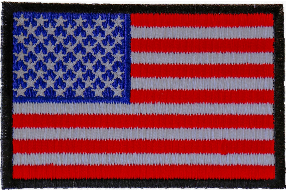 3x2 Inch American Flag Patch with Black Border - Patriotic Embroidered Iron-On Patch for Jackets, Hats & Backpacks
