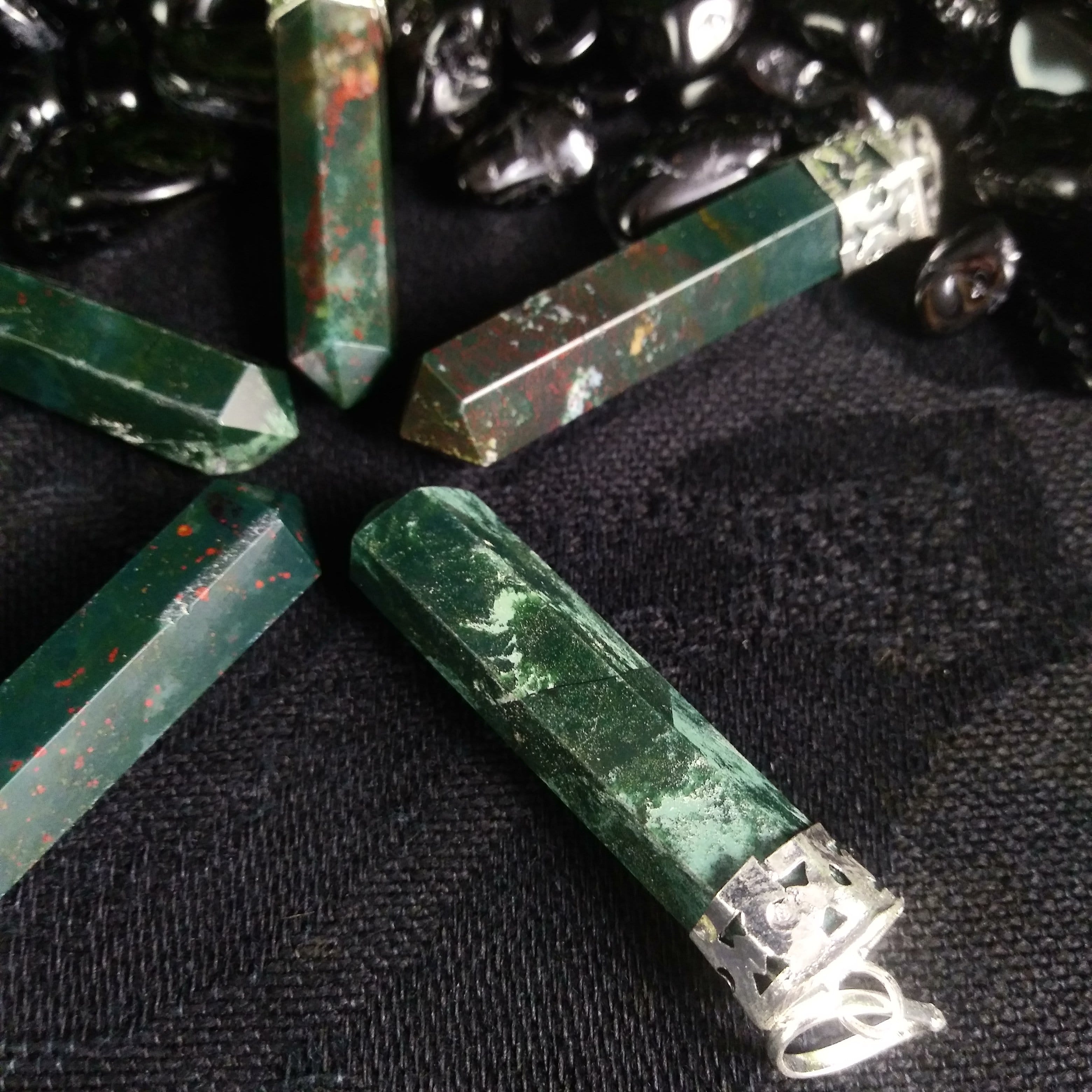 Natural Bloodstone Point Pendant Necklace - Healing Crystal Jewelry for Protection & Energy Balance | Perfect for Meditation, Chakra Healing & Spiritual Gifts