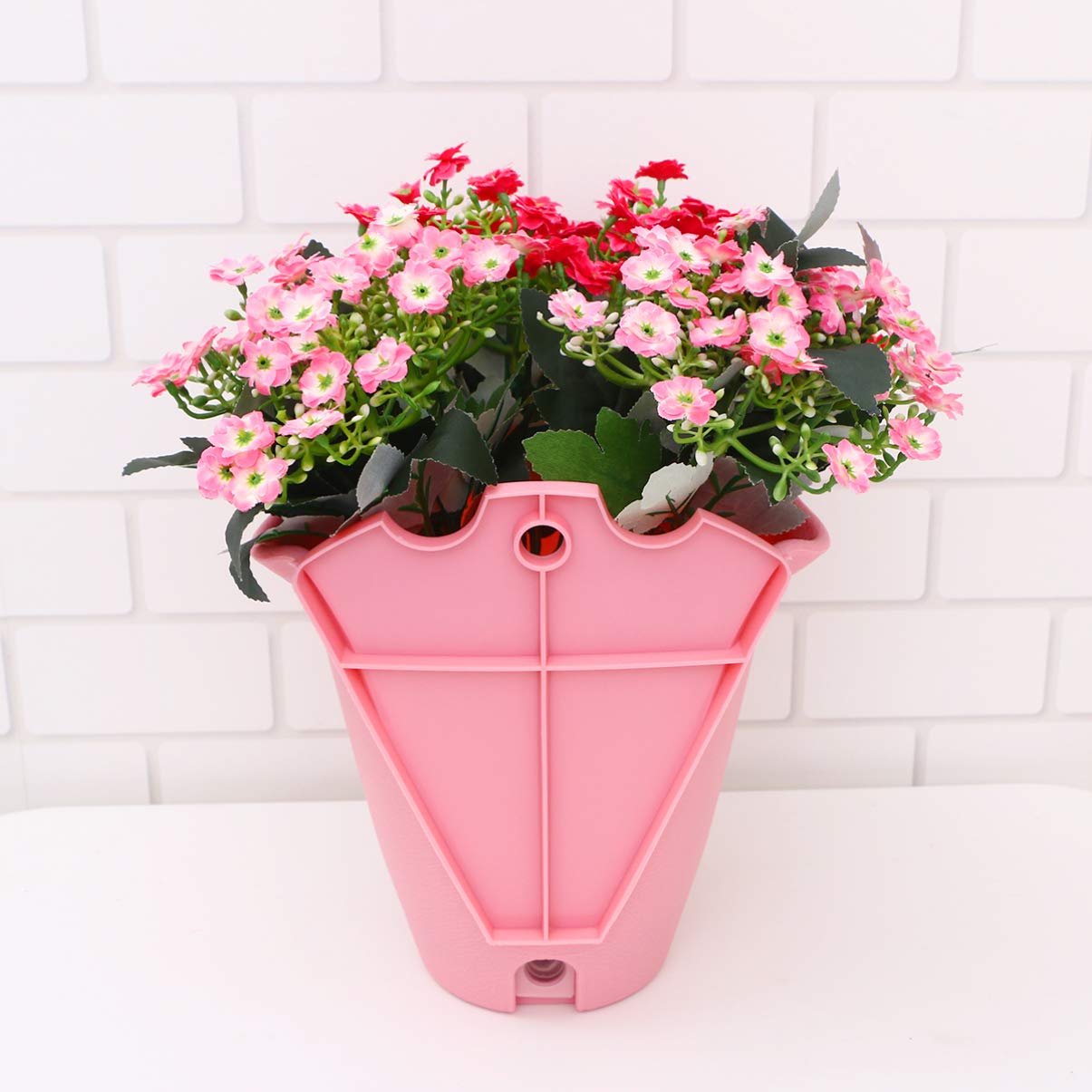 Cabilock Hanging Flower Pots & Cosmetic Organizer - Plastic Wall Mounted Planters for Balcony Railings, Indoor/Outdoor Use - Perfect for Small Spaces, Home Decor & Gardening Gifts