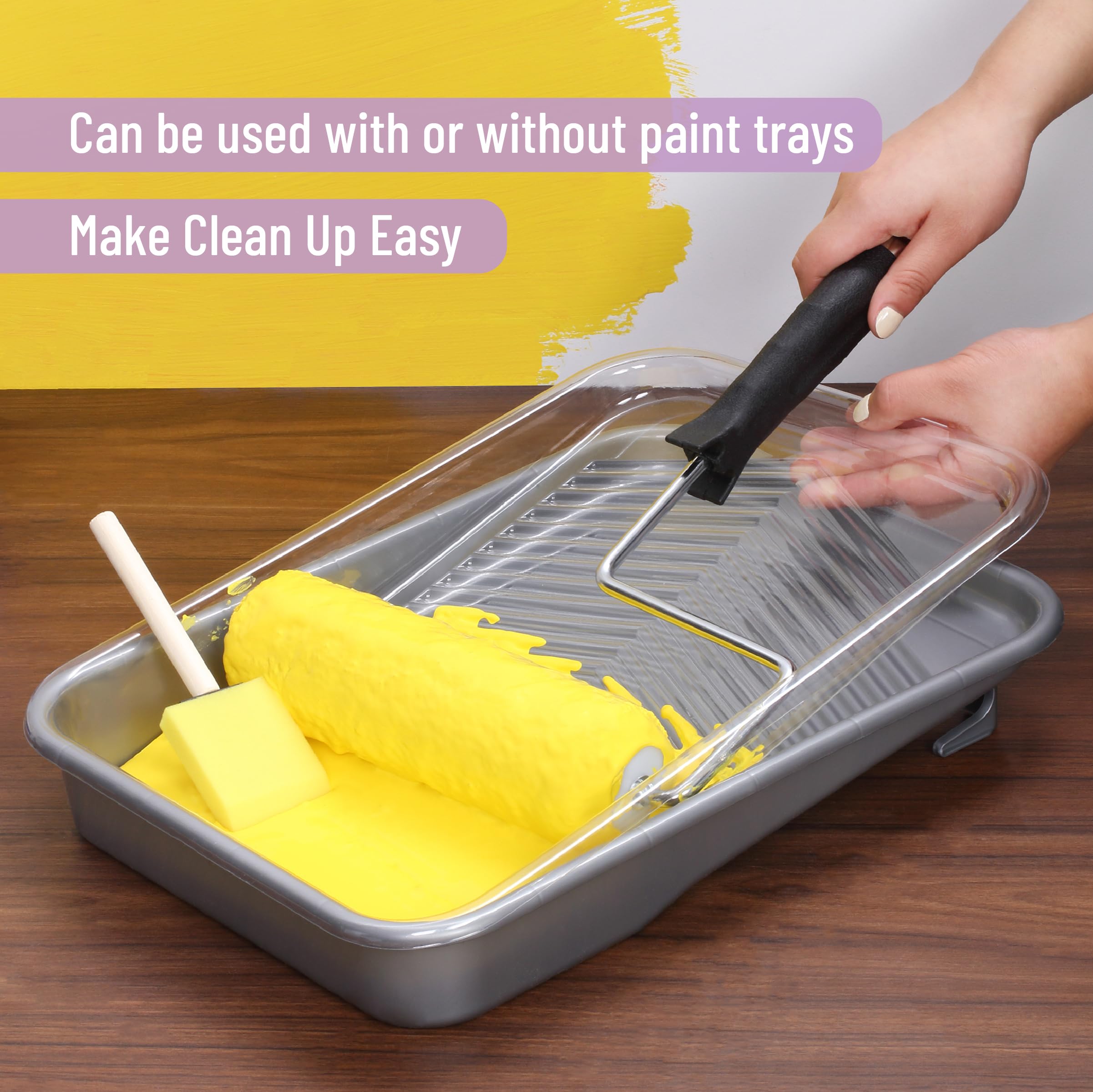 Bates 9-Inch Paint Tray Set - 12 pcs with Liners & Roller Frame for Easy Painting Projects