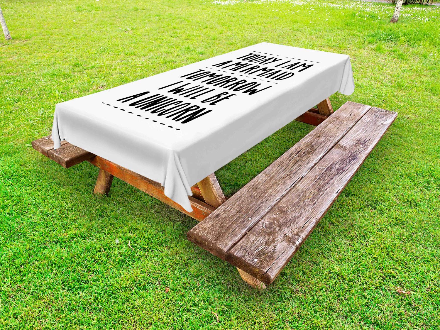Ambesonne Waterproof Mermaid Print Outdoor Tablecloth - Washable Picnic Table Cover 58