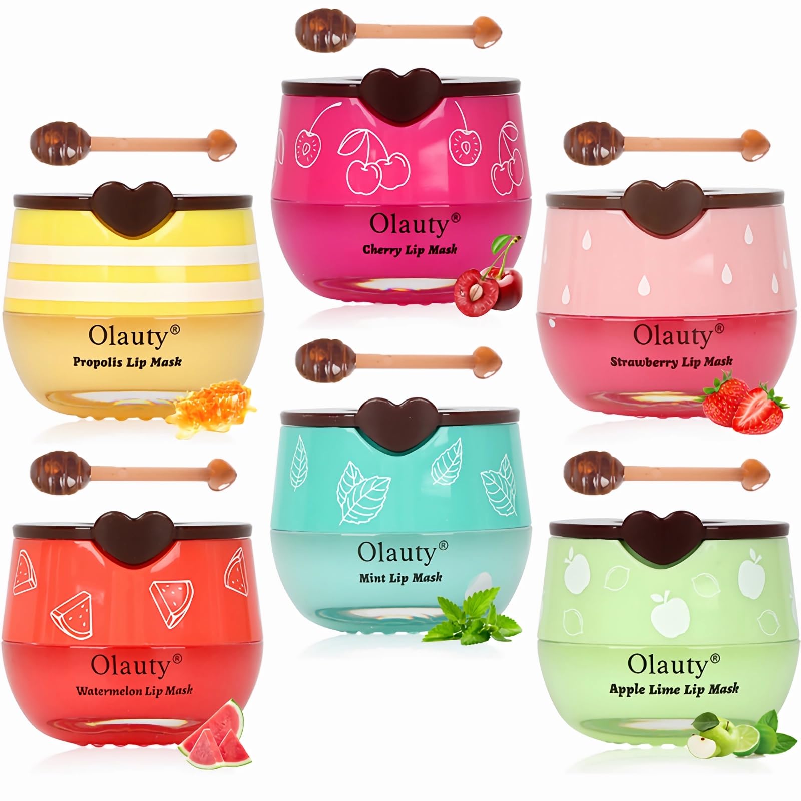 6 PCS Bee Propolis Lip Balm Set - Overnight Moisturizing Lip Mask with Honey & Stick for Dry, Cracked Lips - Hydrating Sleeping Lip Treatment to Reduce Lip Lines - Perfect for Night Care & Daily Lip Protection