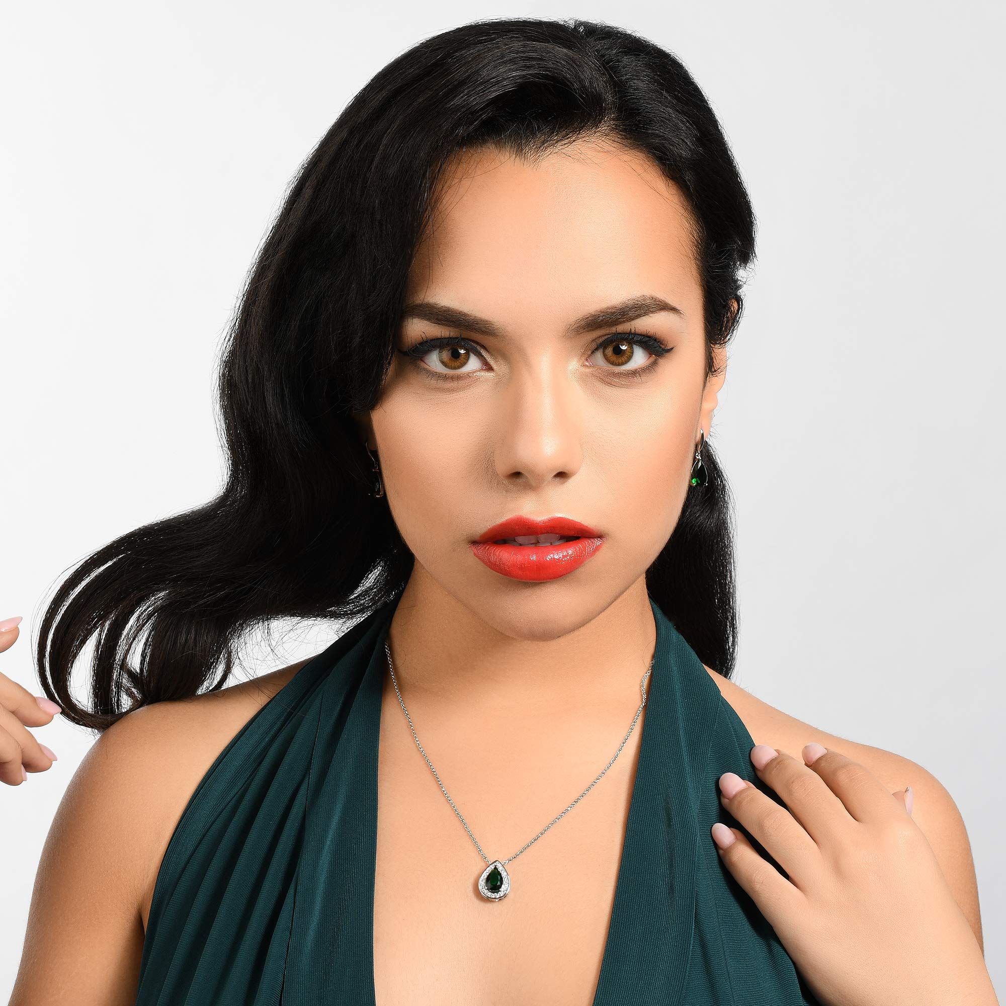 Namana Teardrop Pendant Necklace for Women - Pear Shaped Gemstone Jewelry with Gift Box | Elegant Colored Stone Necklace for Everyday Wear, Date Nights & Special Occasions