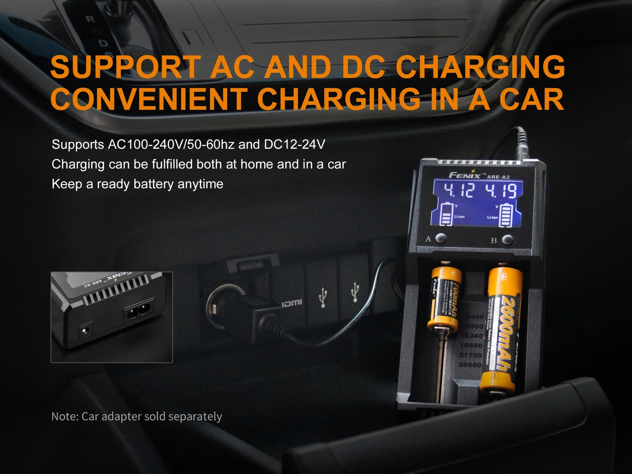 Fenix ARE A2 Dual Channel Smart Battery Charger for Li-ion/NiMH - Fast Charging for Flashlights, Cameras & Electronics at Home or Travel
