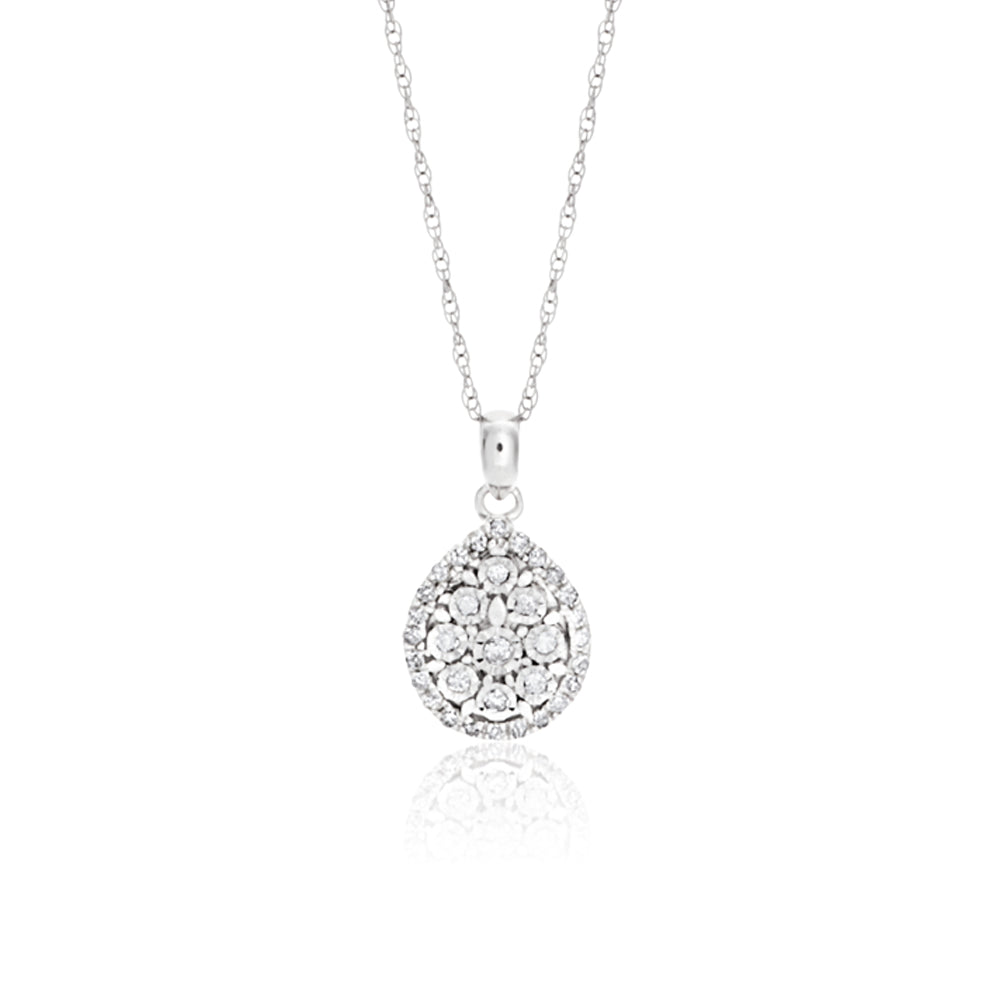 9ct White Gold Diamond Pendant Necklace with 46cm Chain - Elegant Jewelry Gift for Women, Perfect for Weddings, Anniversaries & Special Occasions