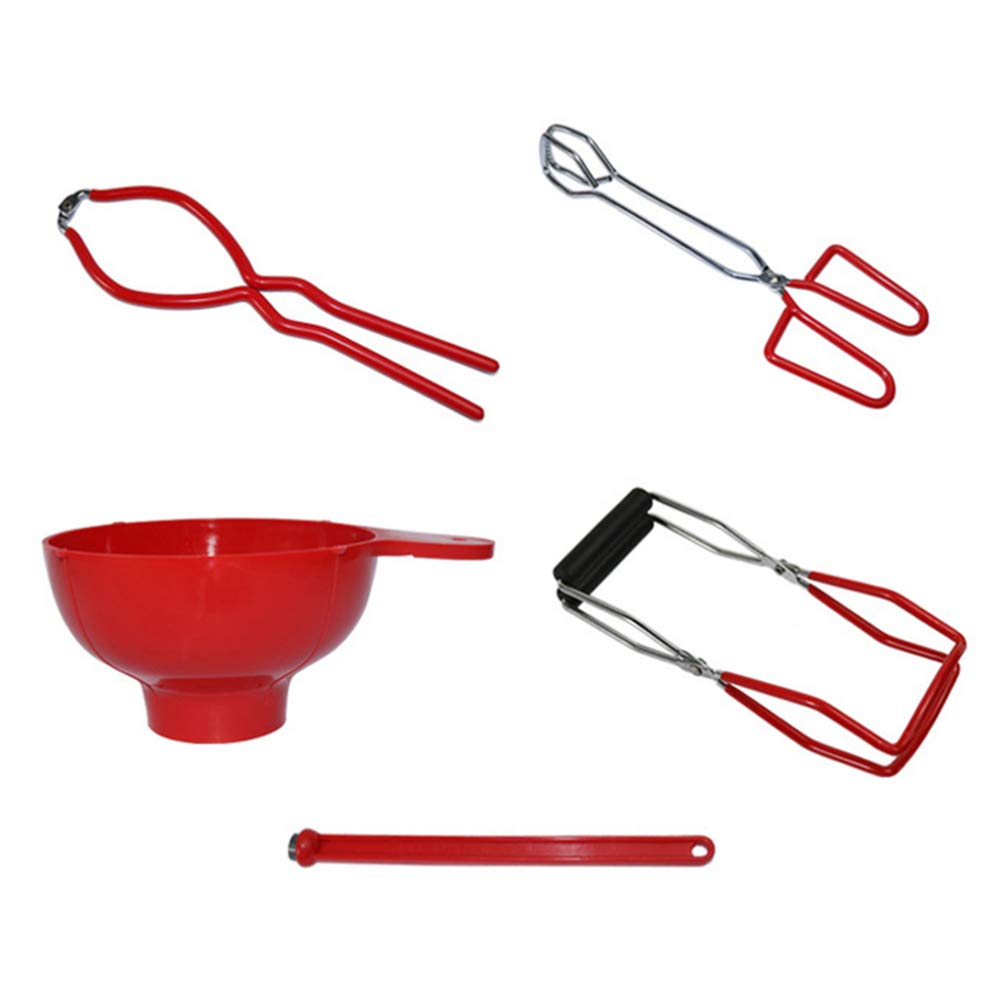 Hemoton 5-Piece Canning Kit Set - Jar Lifter, Wrench, Lid Lifter, Canning Tongs & Bubble Remover Tool for Mason Jars - Perfect for Home Canning, Preserving Fruits, Vegetables & Jams