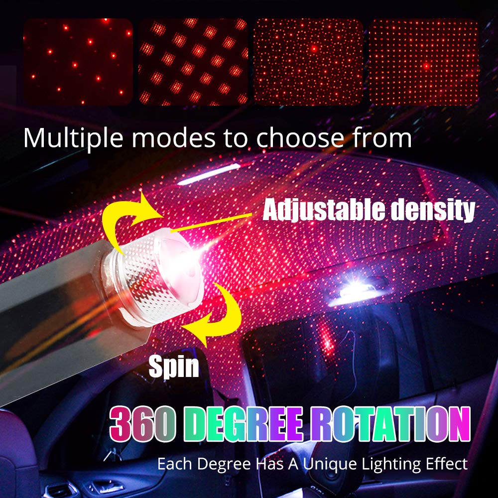 HONLEEX USB Night Light Star Projector - LED Galaxy Light for Bedroom, Kids Room & Nursery - Compact Red Starry Sky Light with USB Power - Perfect for Relaxation, Sleep Aid & Home Decor (Pack of 1)