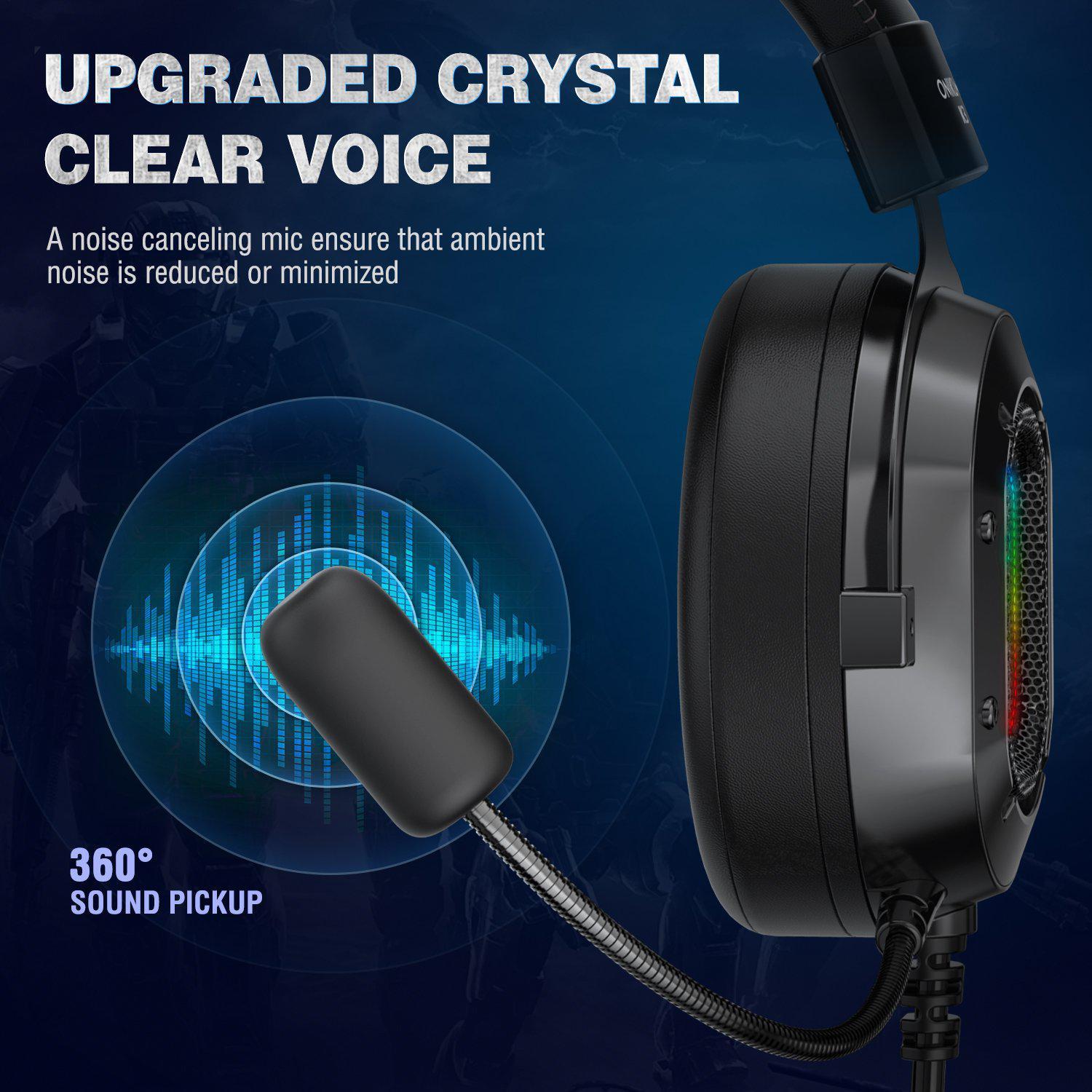 VichoMak K3 Wired RGB Gaming Headset with Noise Cancelling Mic - Immersive Sound for PC, PS4, Xbox - Perfect for Gaming, Streaming & Online Meetings