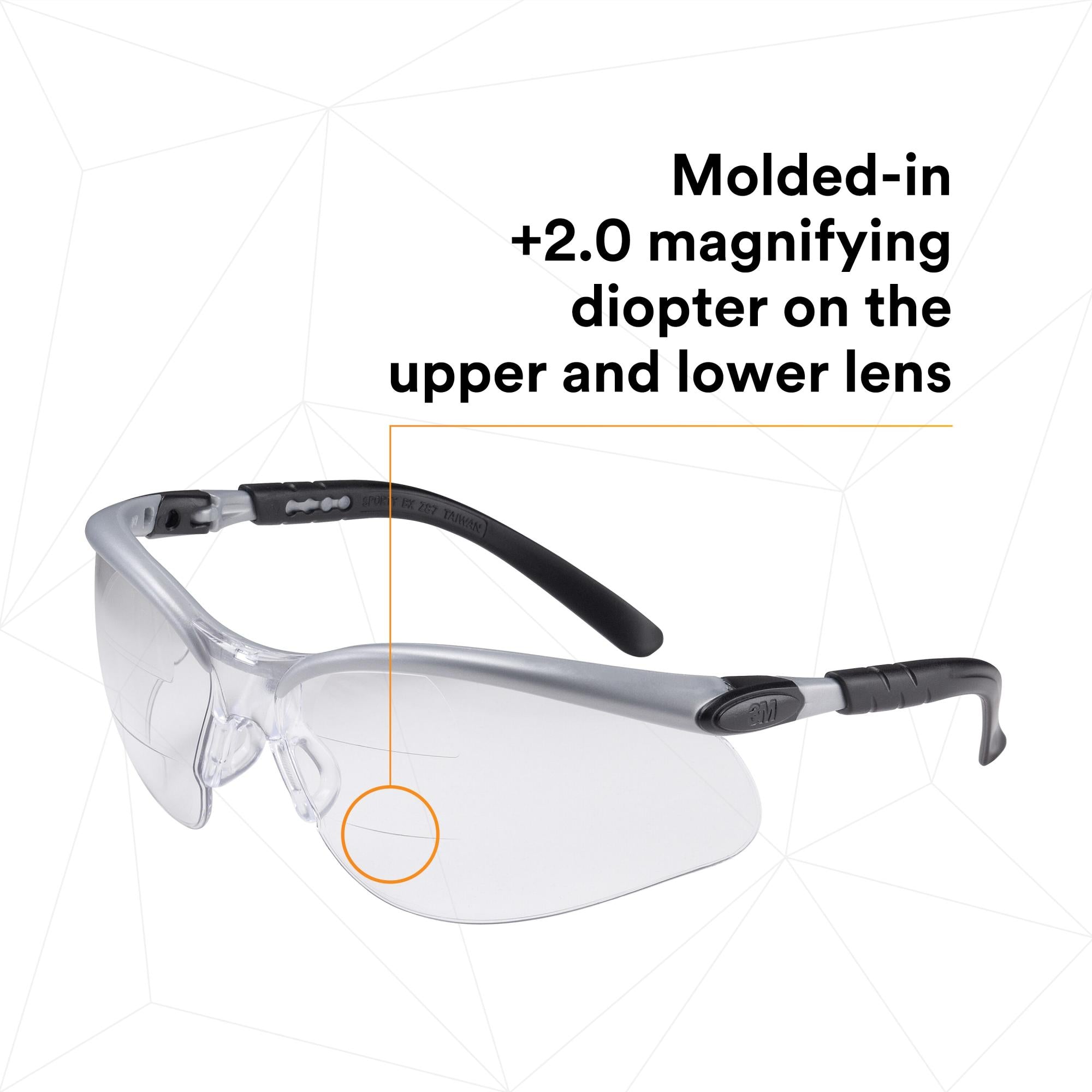 3M BX Dual Reader Protective Eyewear 11458-00000-20 - Clear Anti-Fog Safety Glasses for Reading & Work - Perfect for Construction, Lab Work, and DIY Projects